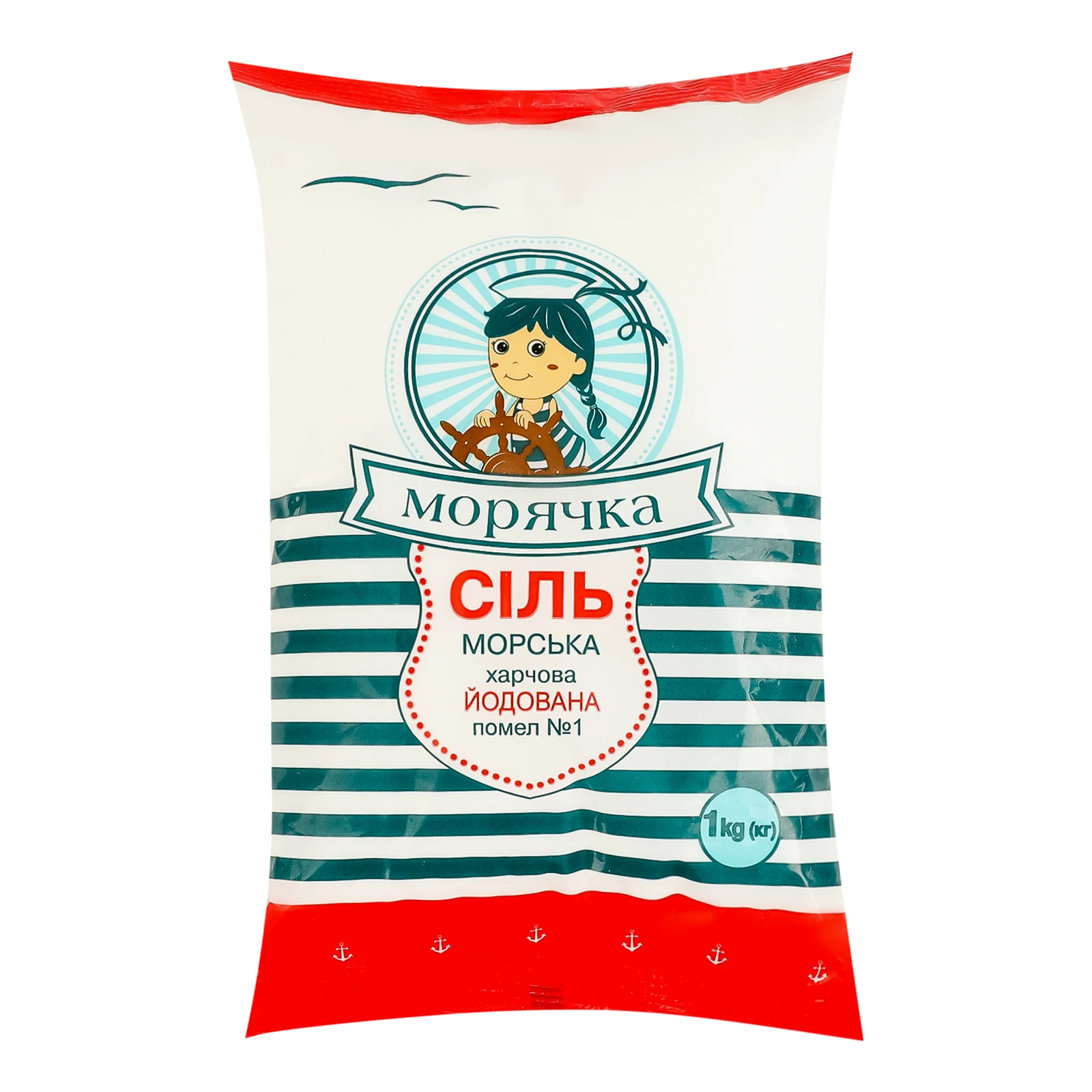 Сіль Морячка морська харчова йодована помел №1 1кг Фото №:1