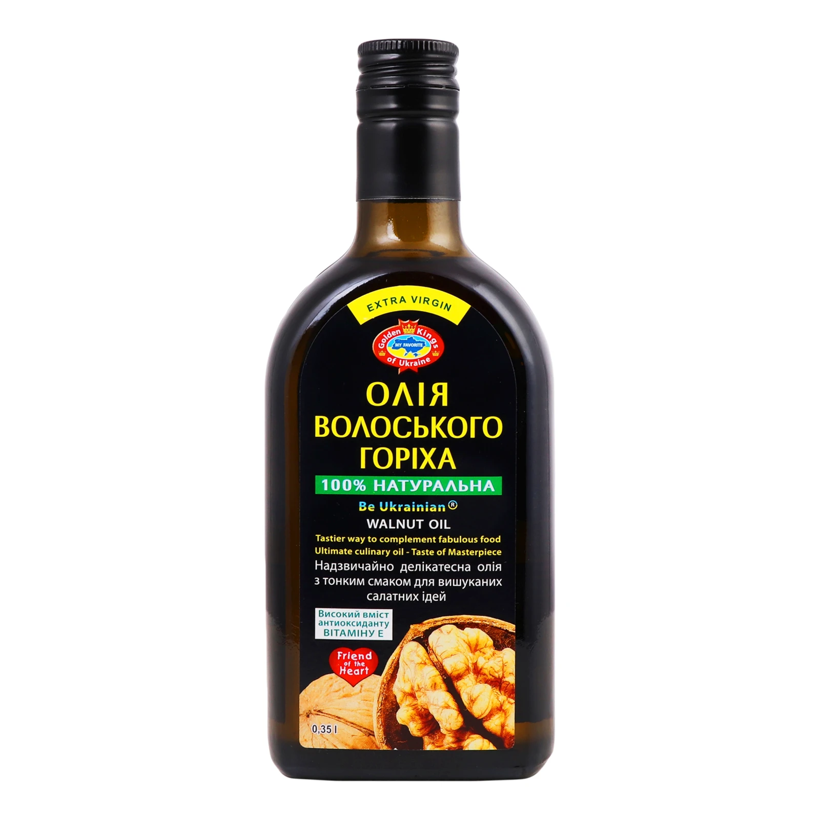 Олія Golden Kings of Ukraine волоського горіха Extra Virgin перший холодний віджим нерафінована недезодорована 350мл Фото №:1