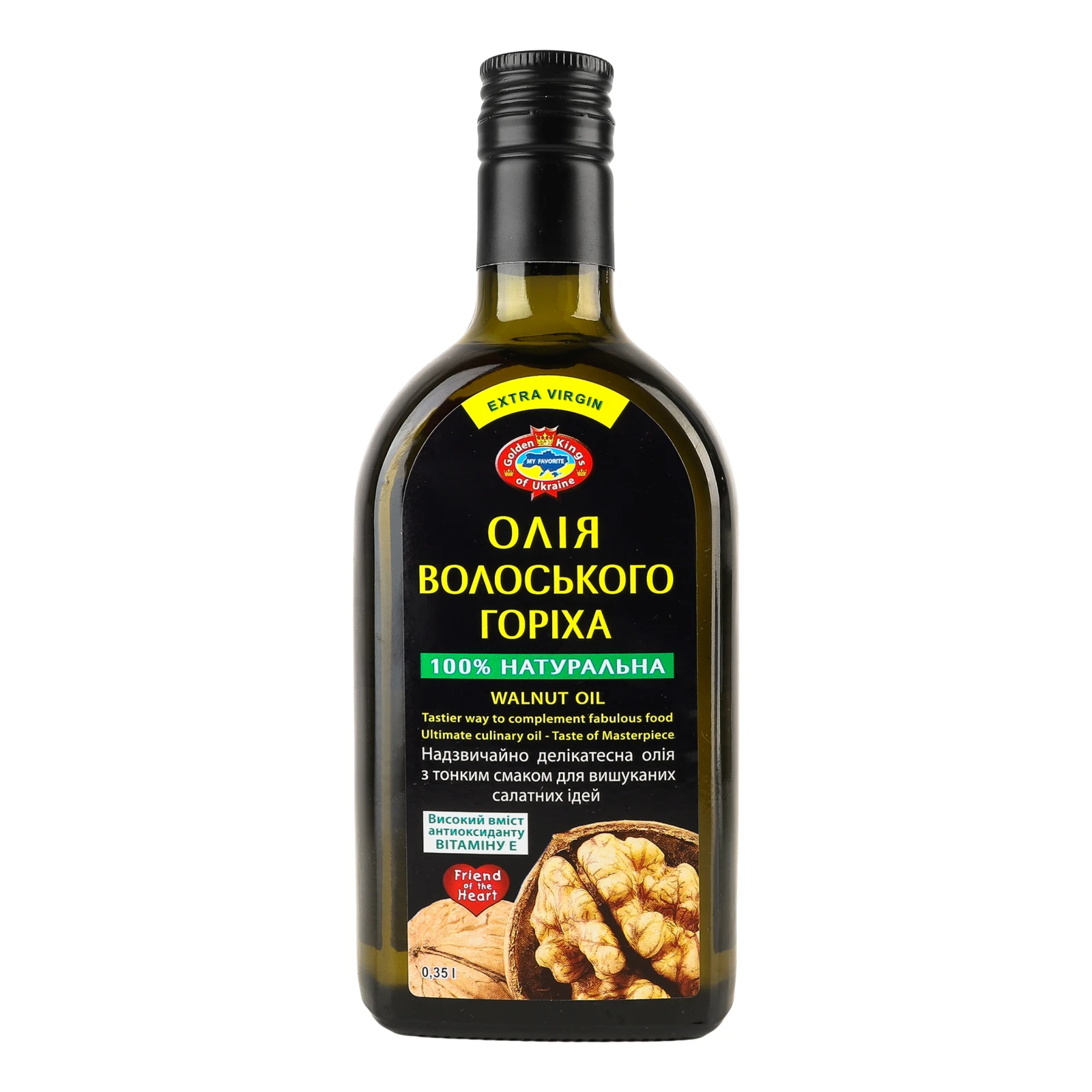 Олія волоського горіха Golden Kings of Ukraine Extra Virgin нерафінована 0.35л Фото №:1