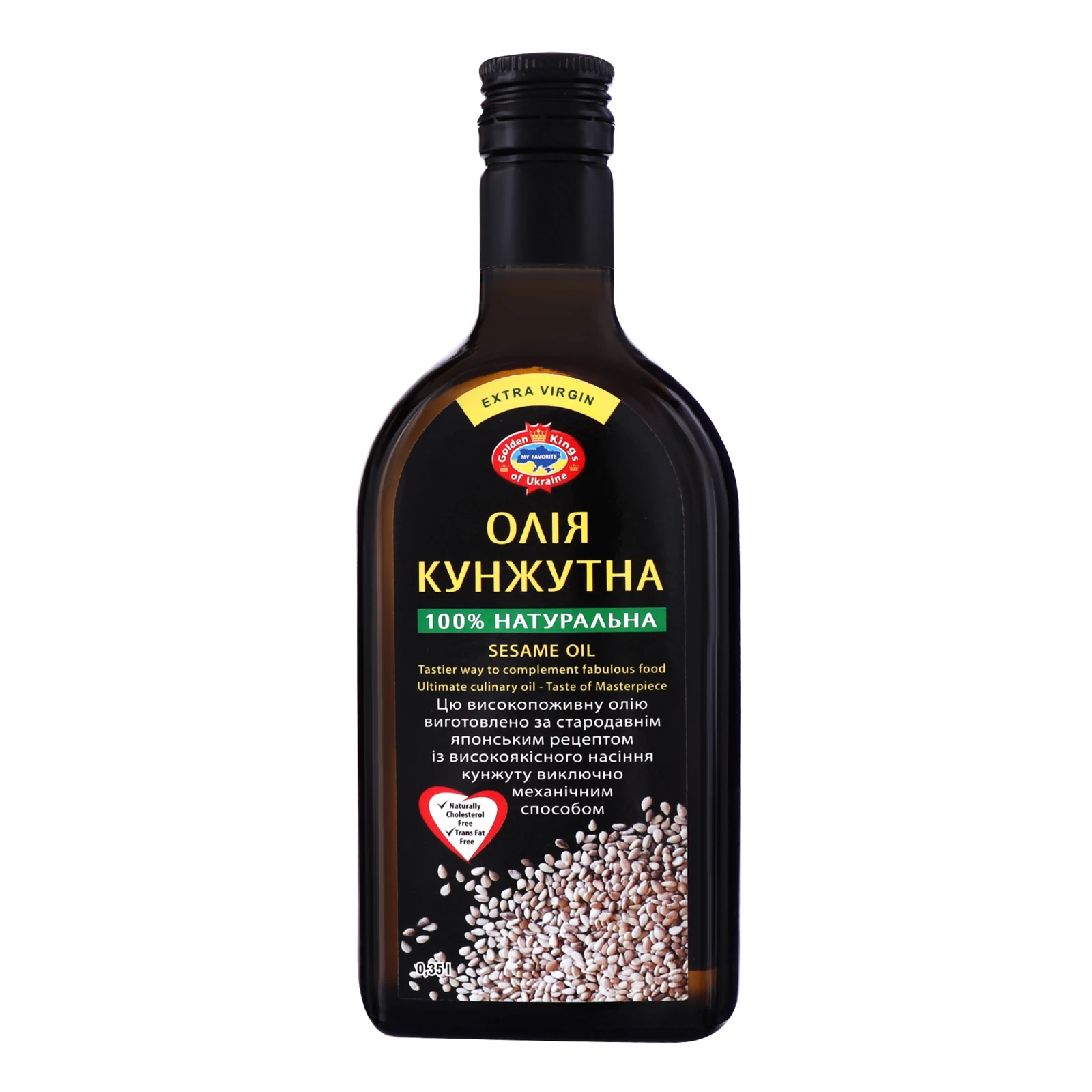 Олія кунжутна Golden Kings of Ukraine нерафінована недезодорована холодного віджиму 350мл Фото навігації №:1