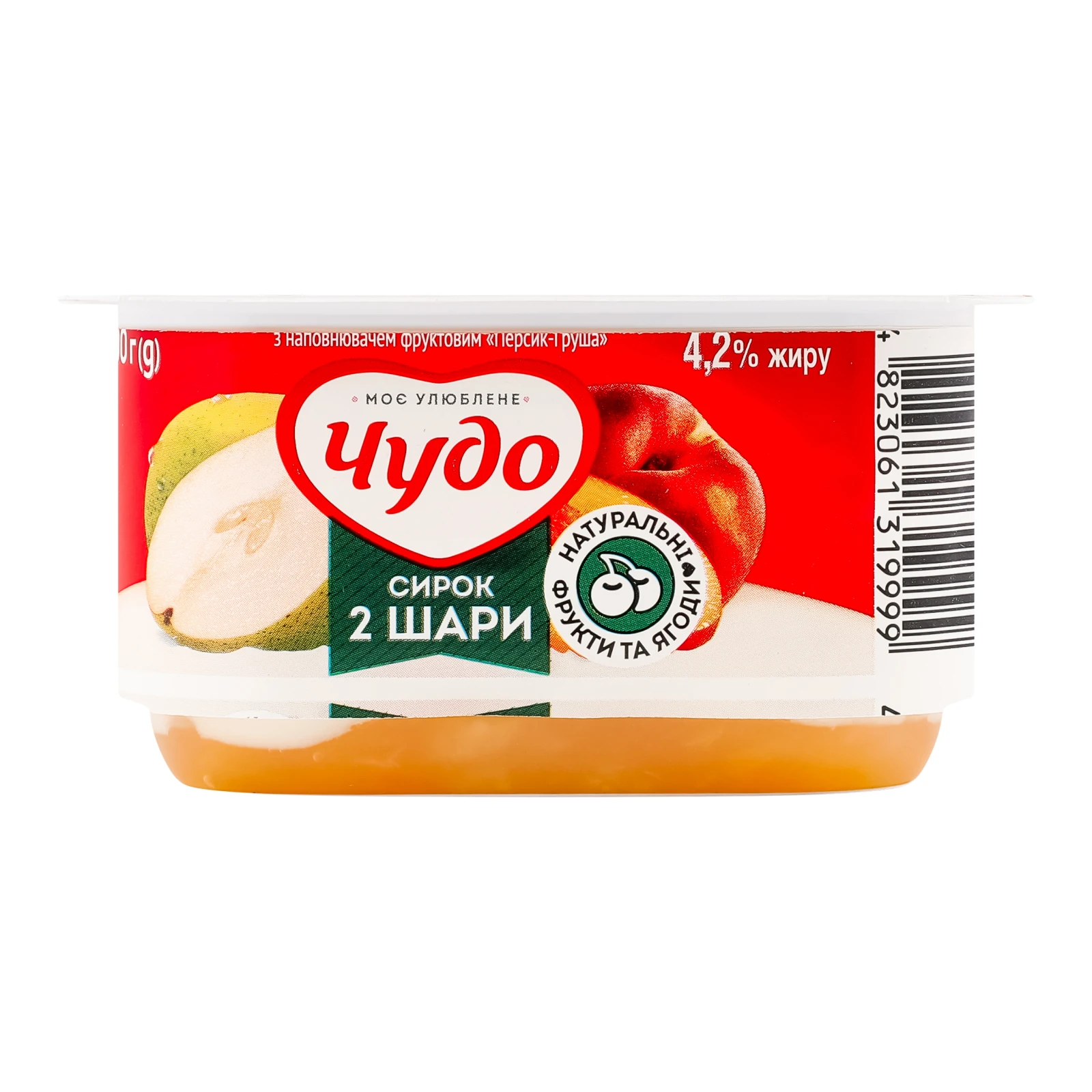 Сирок Чудо збитий двошаровий Персик-груша 4.2% 100г Фото №:1