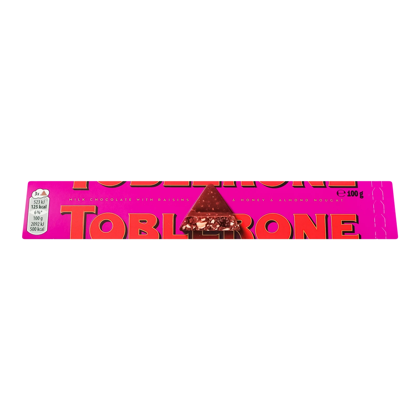 Шоколад Toblerone молочний з родзинками та медово-мигдальною нугою 100г Фото №:1
