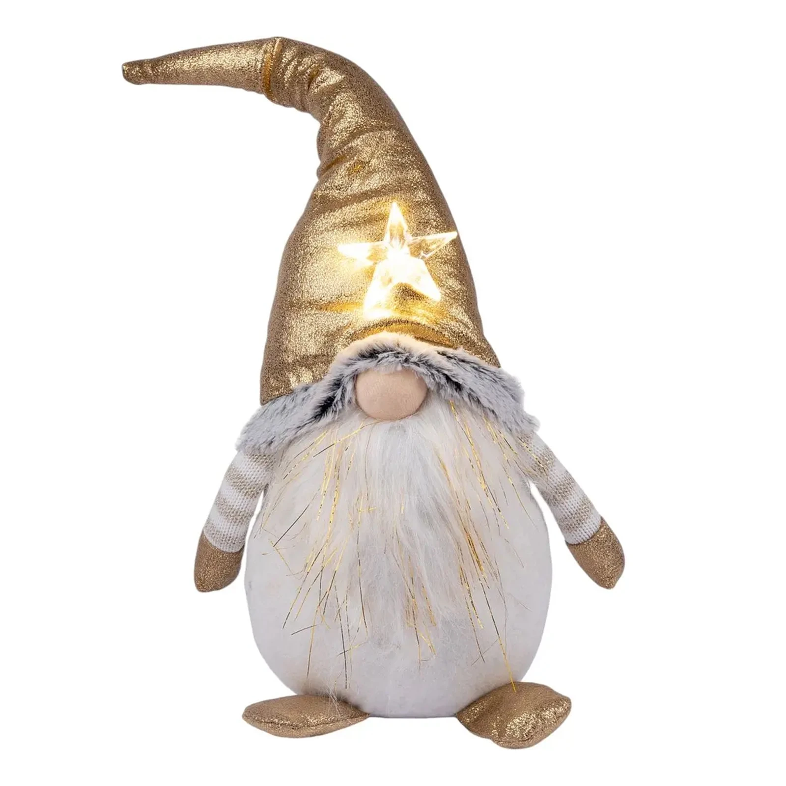 Новорічна м`яка іграшка Novogod`ko Гном в золотому колпаку 44см LED зірка Фото №:1