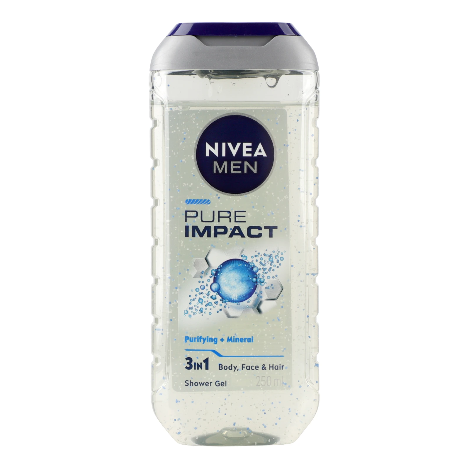 Гель для душу Nivea Men Pure impact 3в1 для тіла, обличчя та волосся 250мл Фото №:1