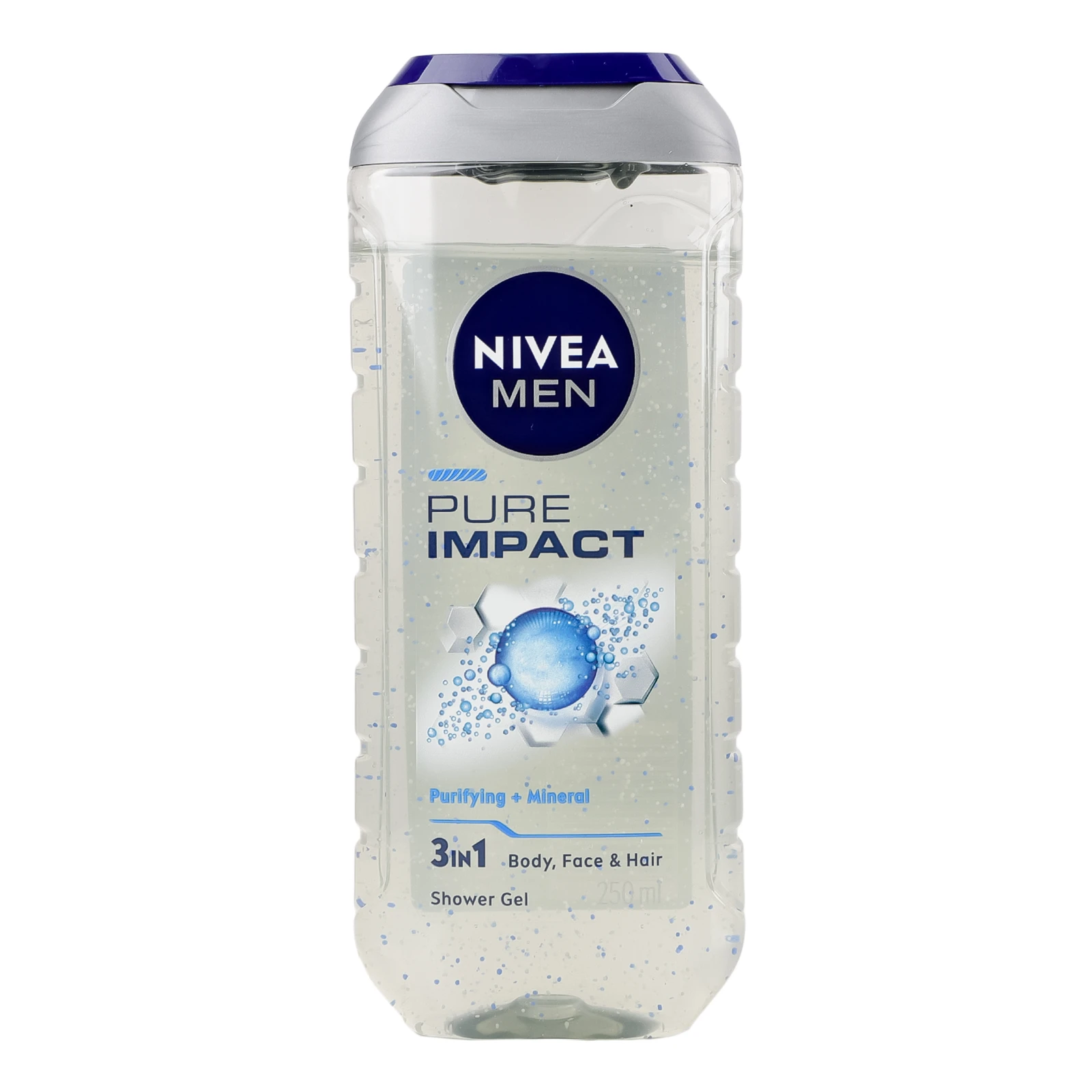 Гель для душу Nivea Men Pure impact для тіла, обличчя та волосся 3в1 250мл Фото навігації №:1