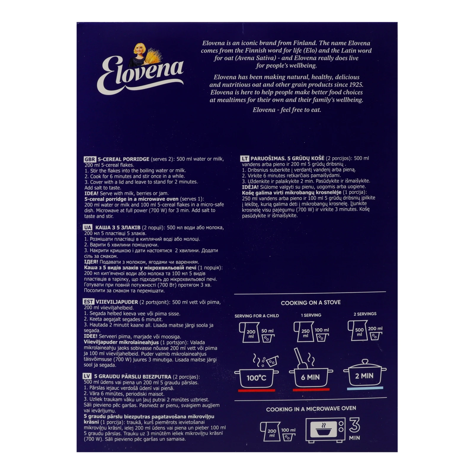 Пластівці Elovena 5 злаків з цільного зерна 600г Фото №:2