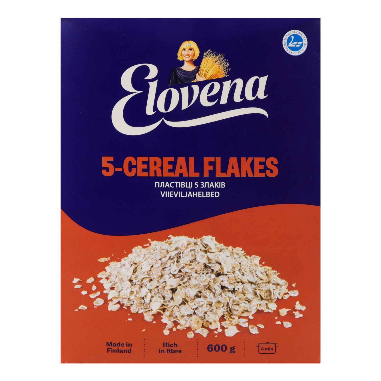 Пластівці Elovena 5 злаків з цільного зерна 600г Фото №:1