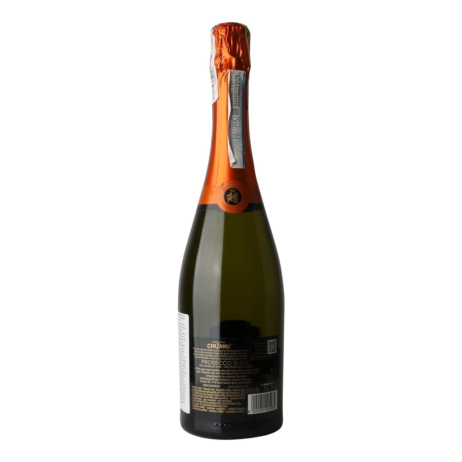 Вино ігристе Cinzano Prosecco біле сухе 11% 0.75л фото 2