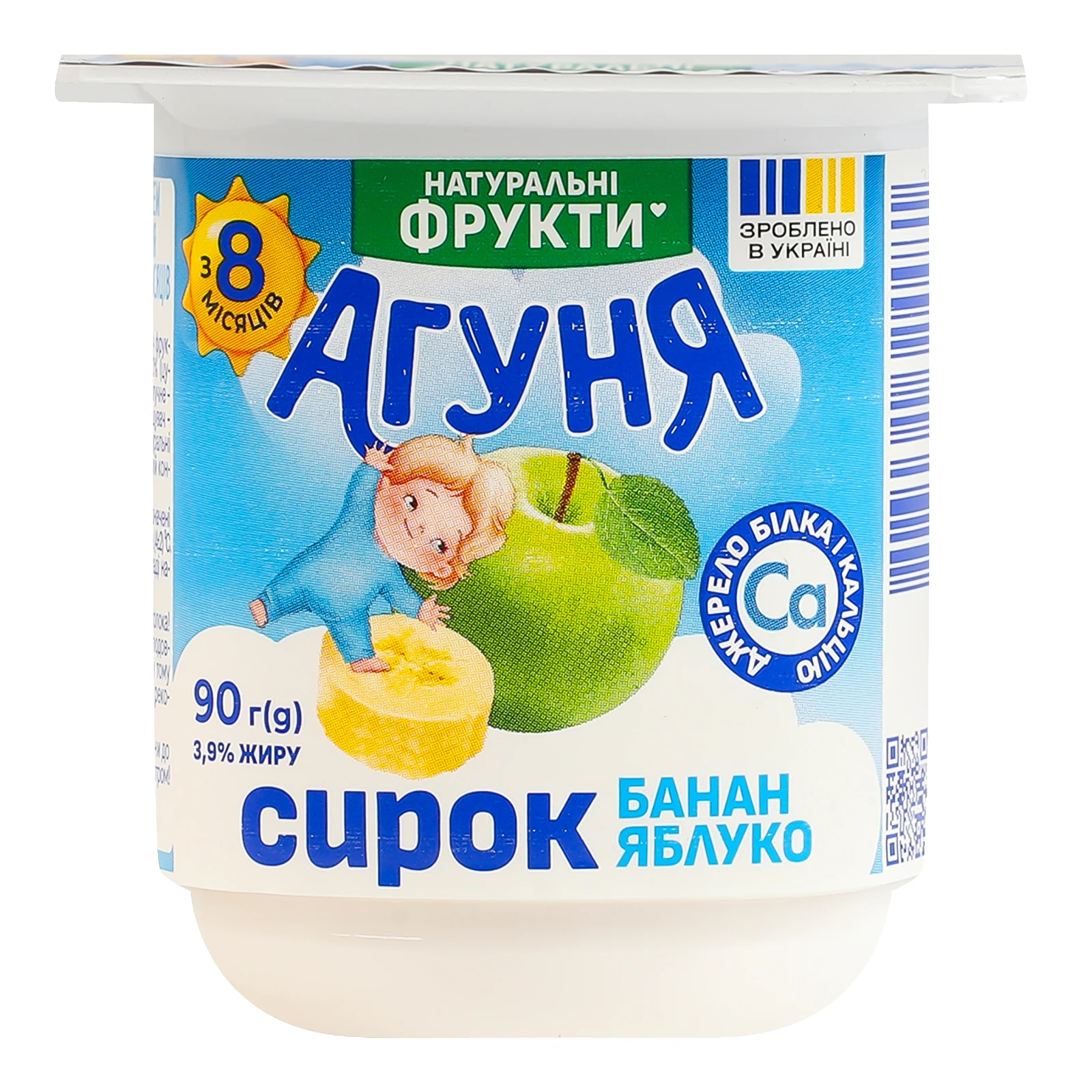 Сирок Агуня банан-яблуко для дітей від 8міс 3.9% 90г Фото №:1