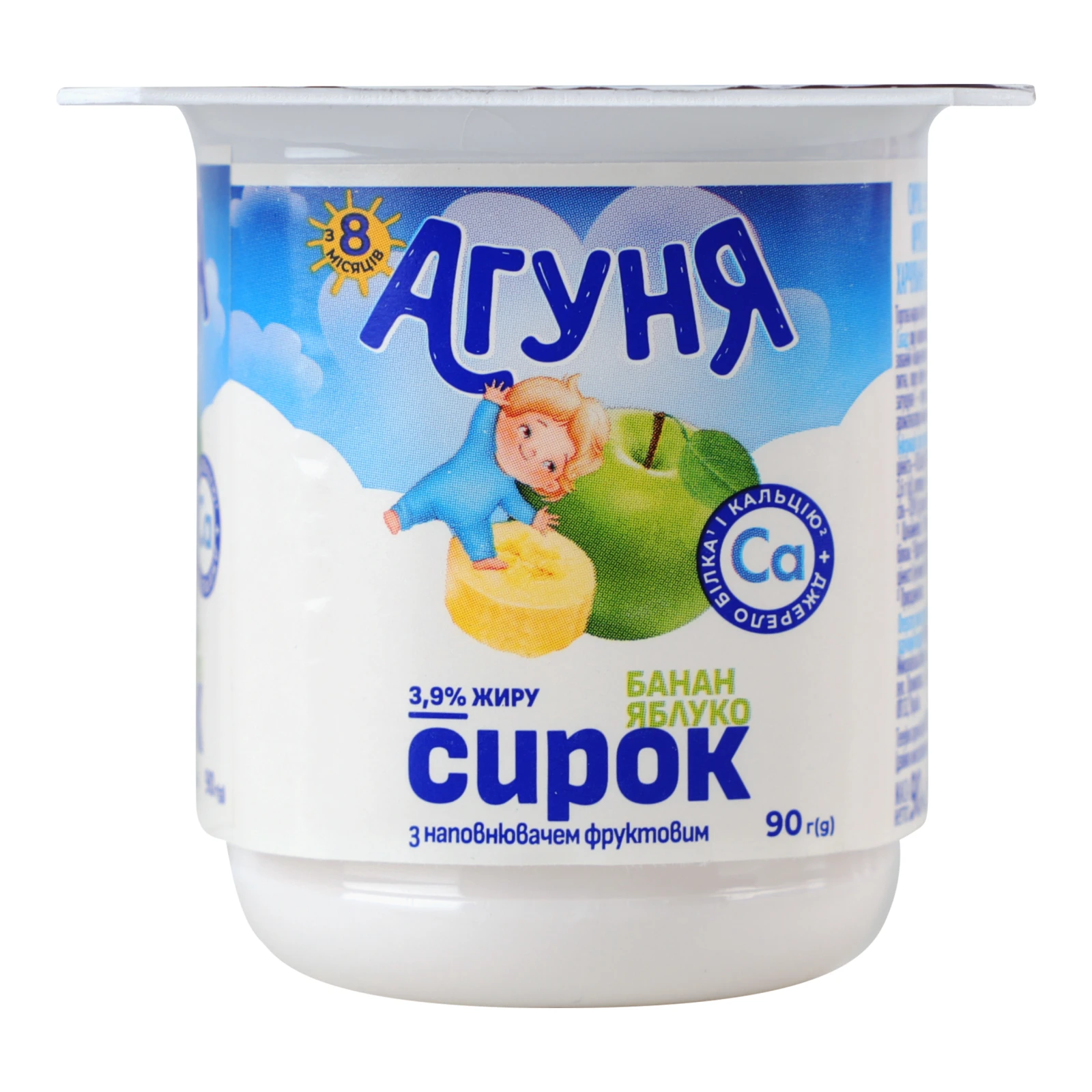 Сирок Агуня Банан-яблуко для дітей від 8міс 3.9% 90г Фото №:1