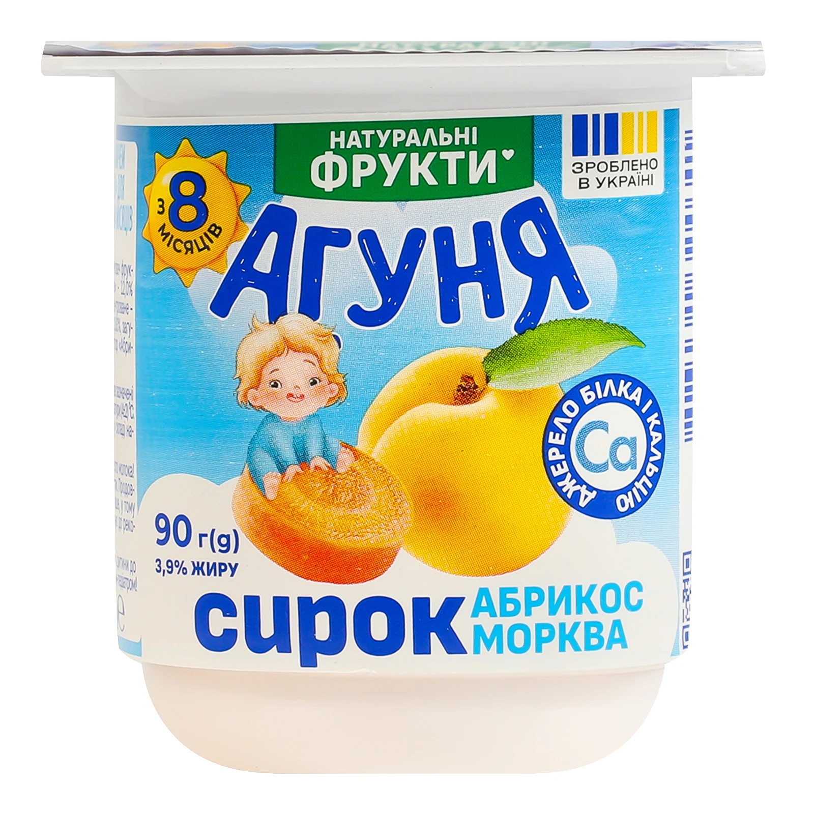 Сирок Агуня абрикос-морква для дітей від 8міс 3.9% 90г Фото №:1