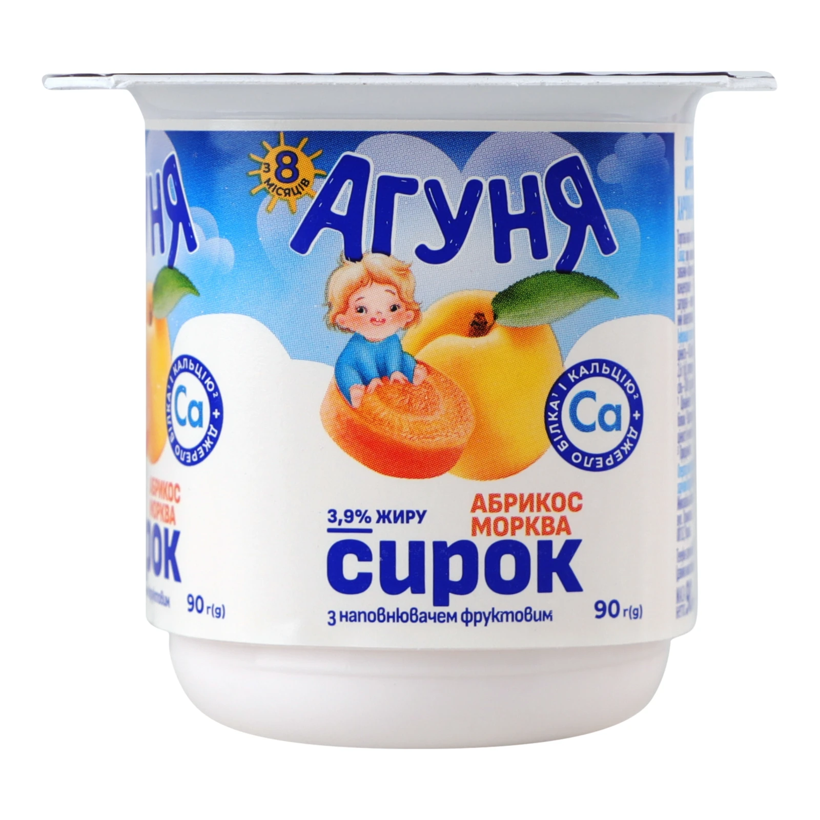Сирок Агуня Абрикос-морква для дітей від 8міс 3.9% 90г Фото №:1