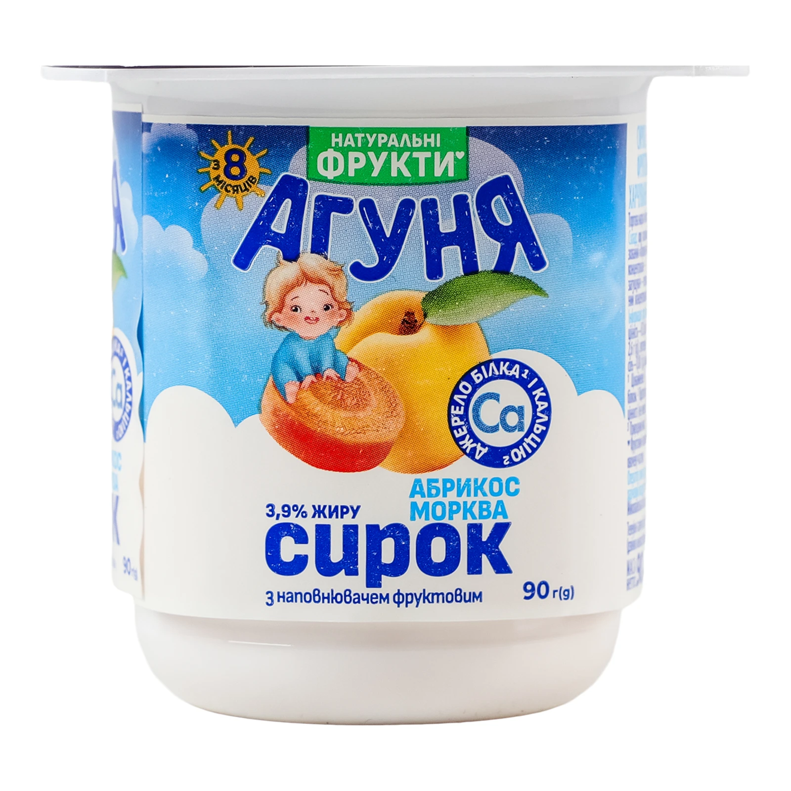Сирок Агуня абрикос-морква для дітей від 8міс 3.9% 90г Фото навігації №:1
