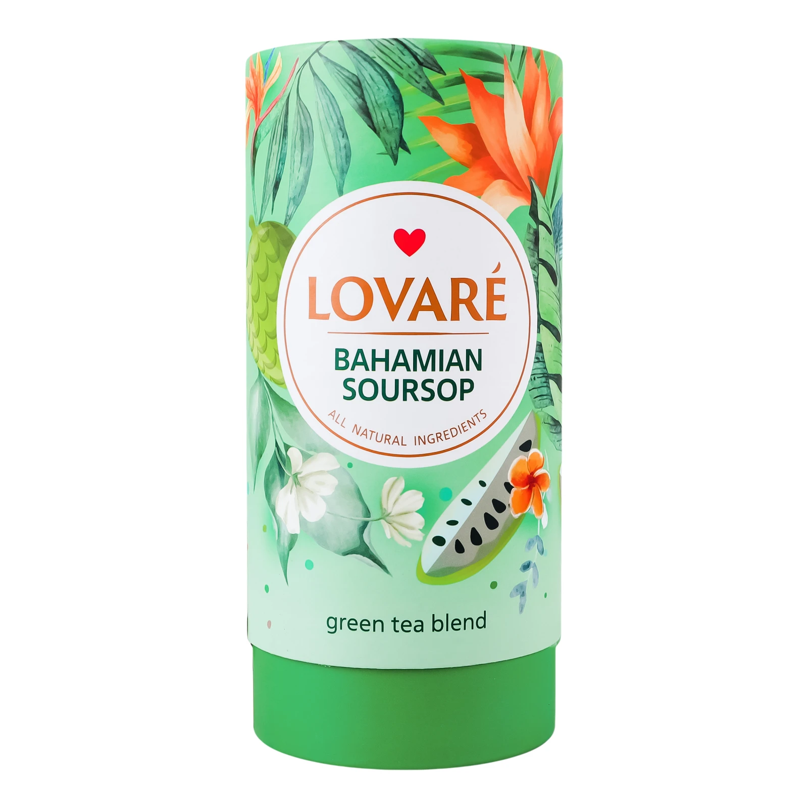 Чай Lovare Багамський Саусеп зелений байховий листовий зі шматочками фруктів пелюстками квітів та ароматом саусепу 80г Фото №:1