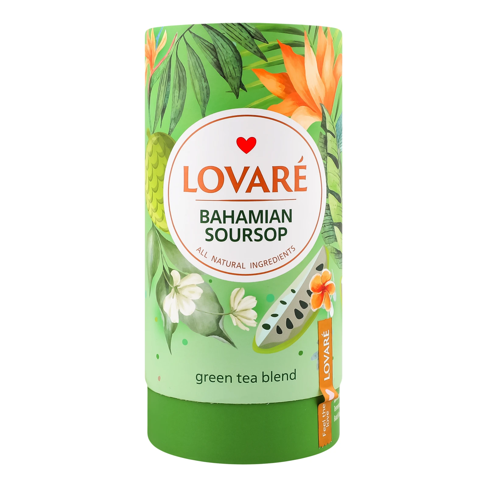 Чай Lovare Багамський Саусеп зелений байховий листовий зі шматочками фруктів пелюстками квітів та ароматом саусепу 80г Фото №:1