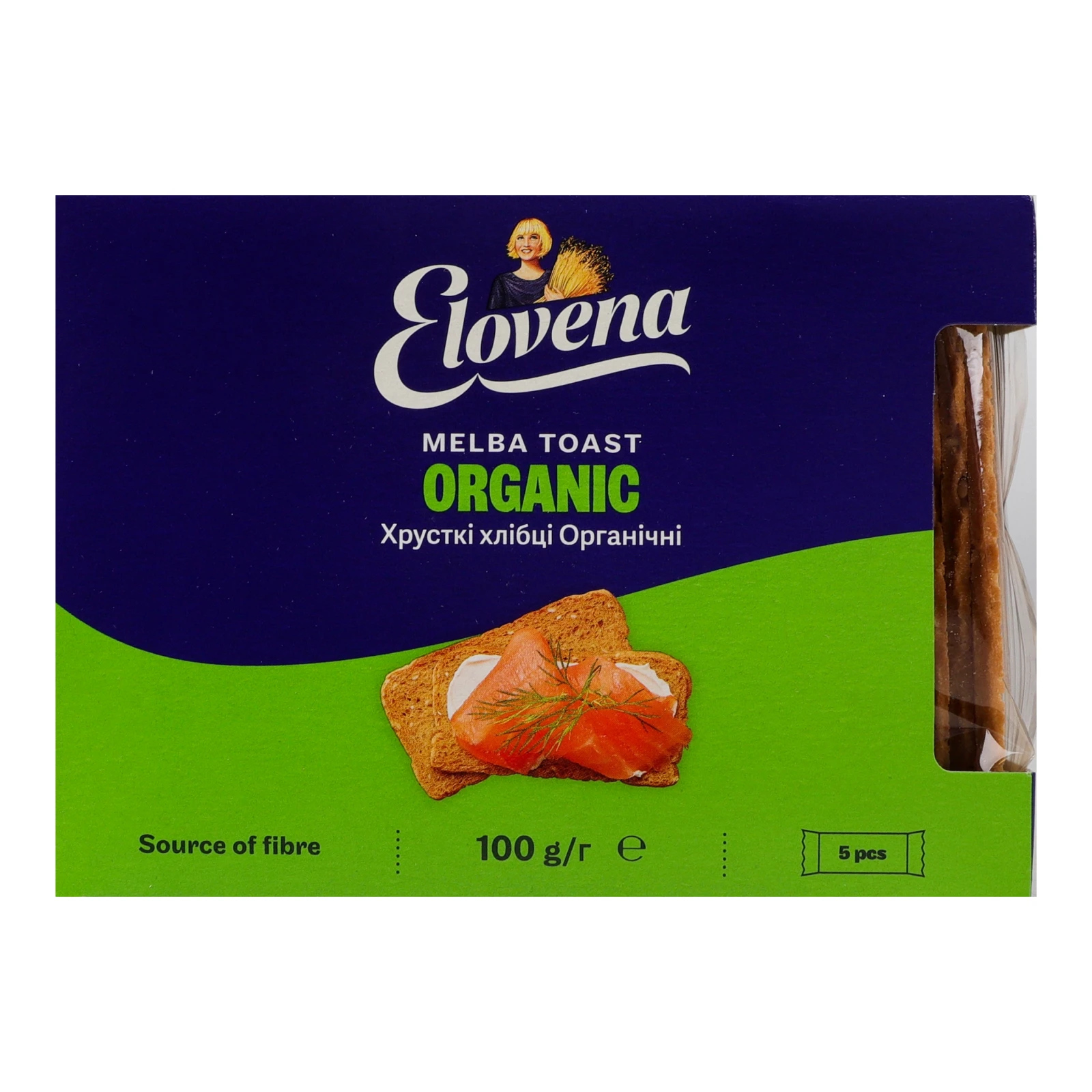 Хлібці зі злаків Elovena хрусткі органічні 100г Фото №:1
