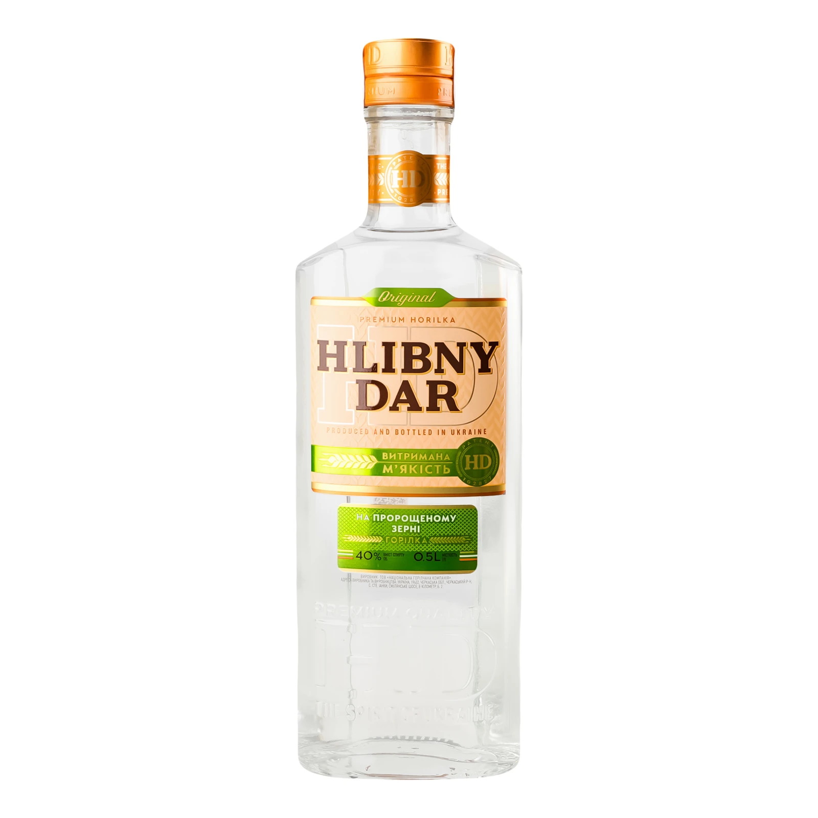 Горілка Hlibny Dar на пророщеному зерні 40% 0.5л Фото №:1