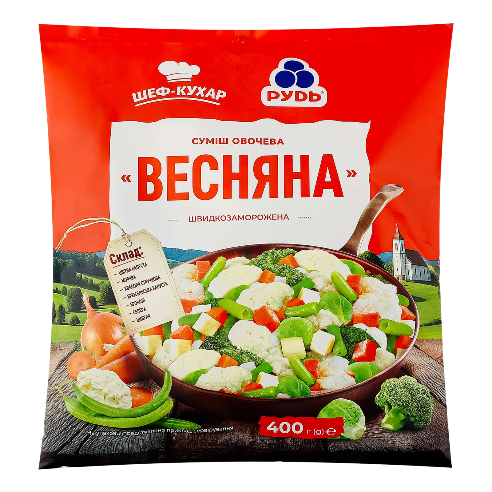 Суміш овочева Рудь Шеф-кухар Весняна шводкозаморожена 400г