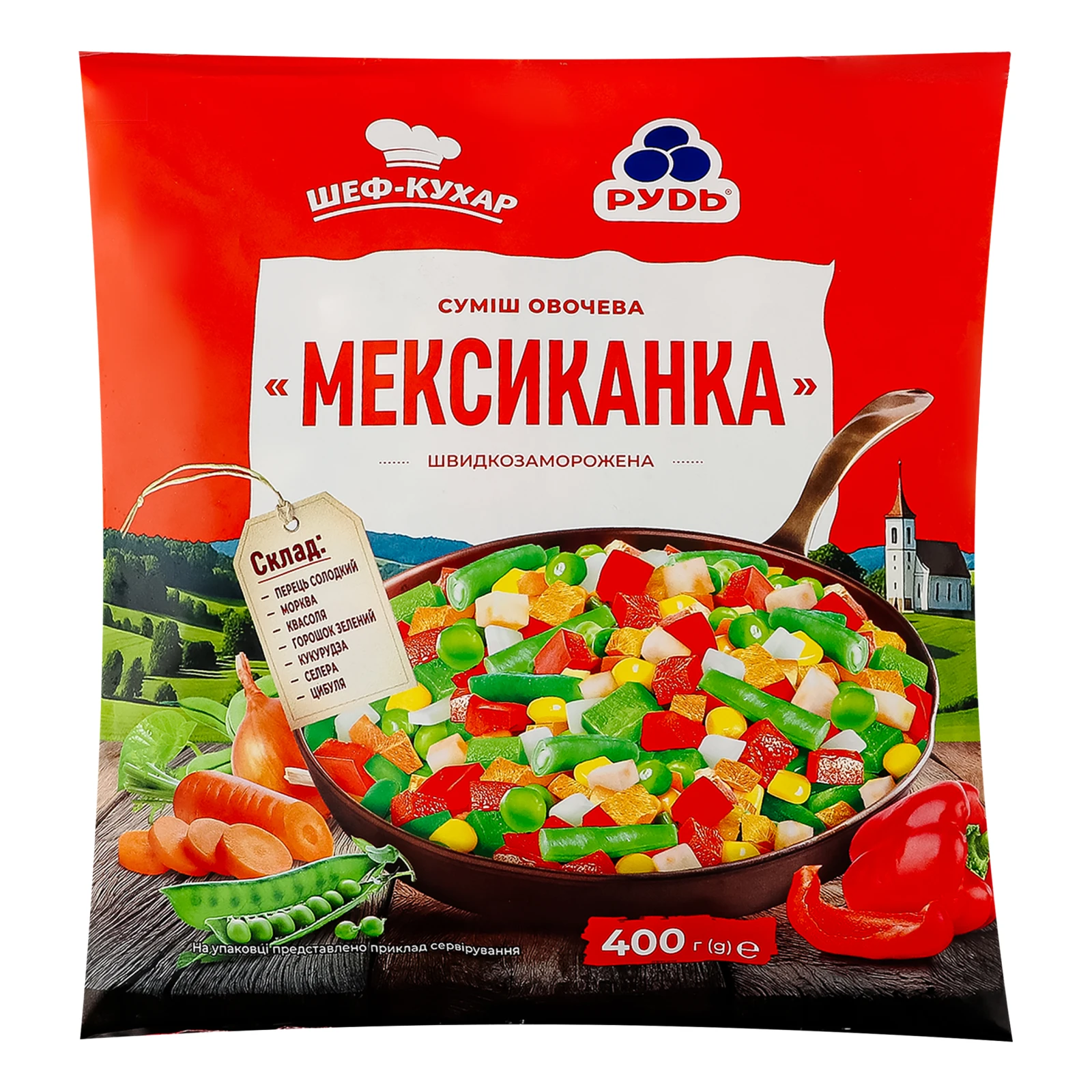Суміш овочева Рудь Шеф-кухар Мексиканка швидкозаморожена 400г