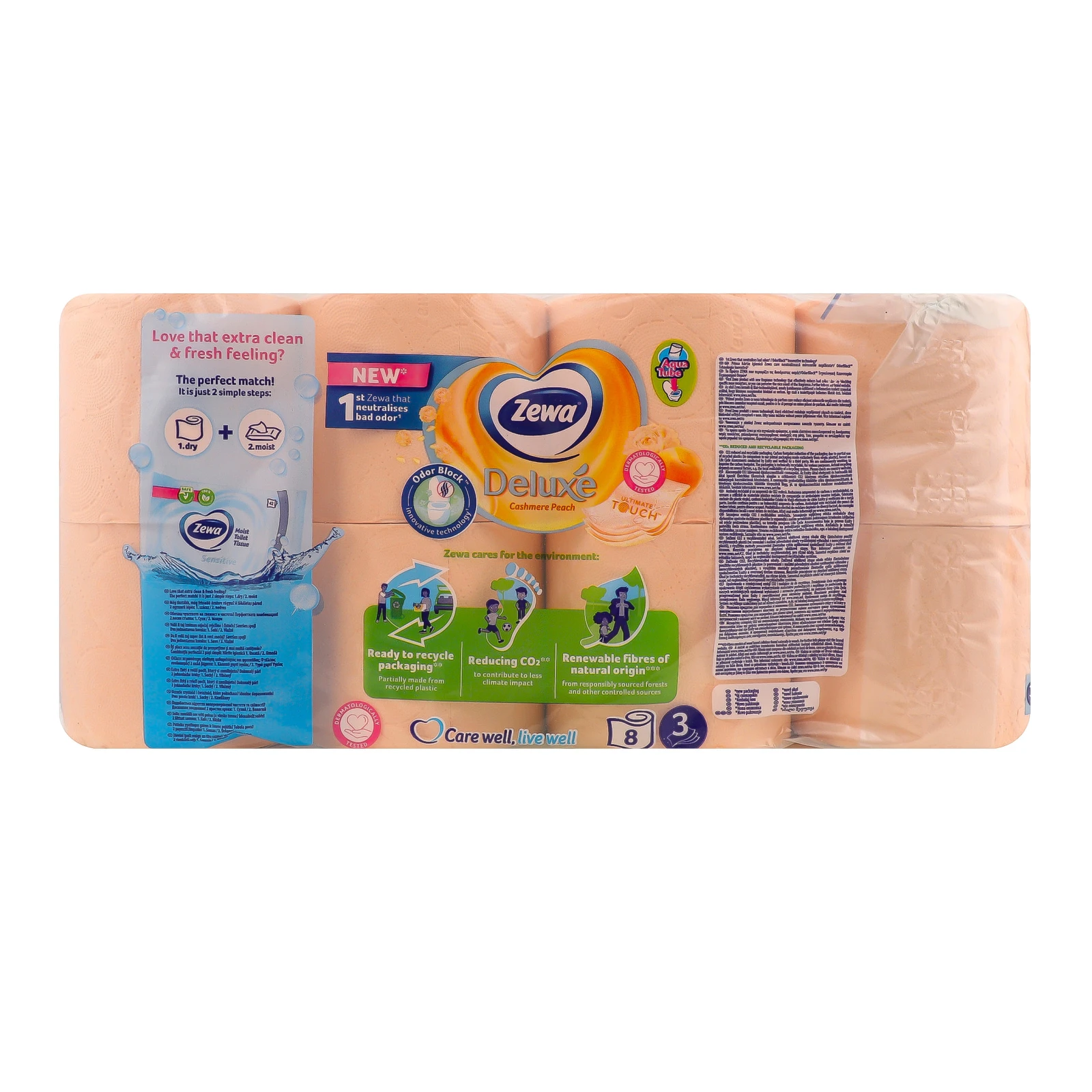 Папір туалетний Zewa Deluxe Cashmere Peach 3-х шаровий 8шт/уп Фото №:2
