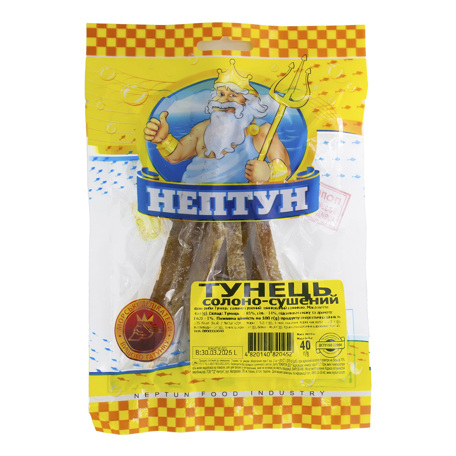 Суш. Нептун 40г тунець солоно-сушена Фото №:1
