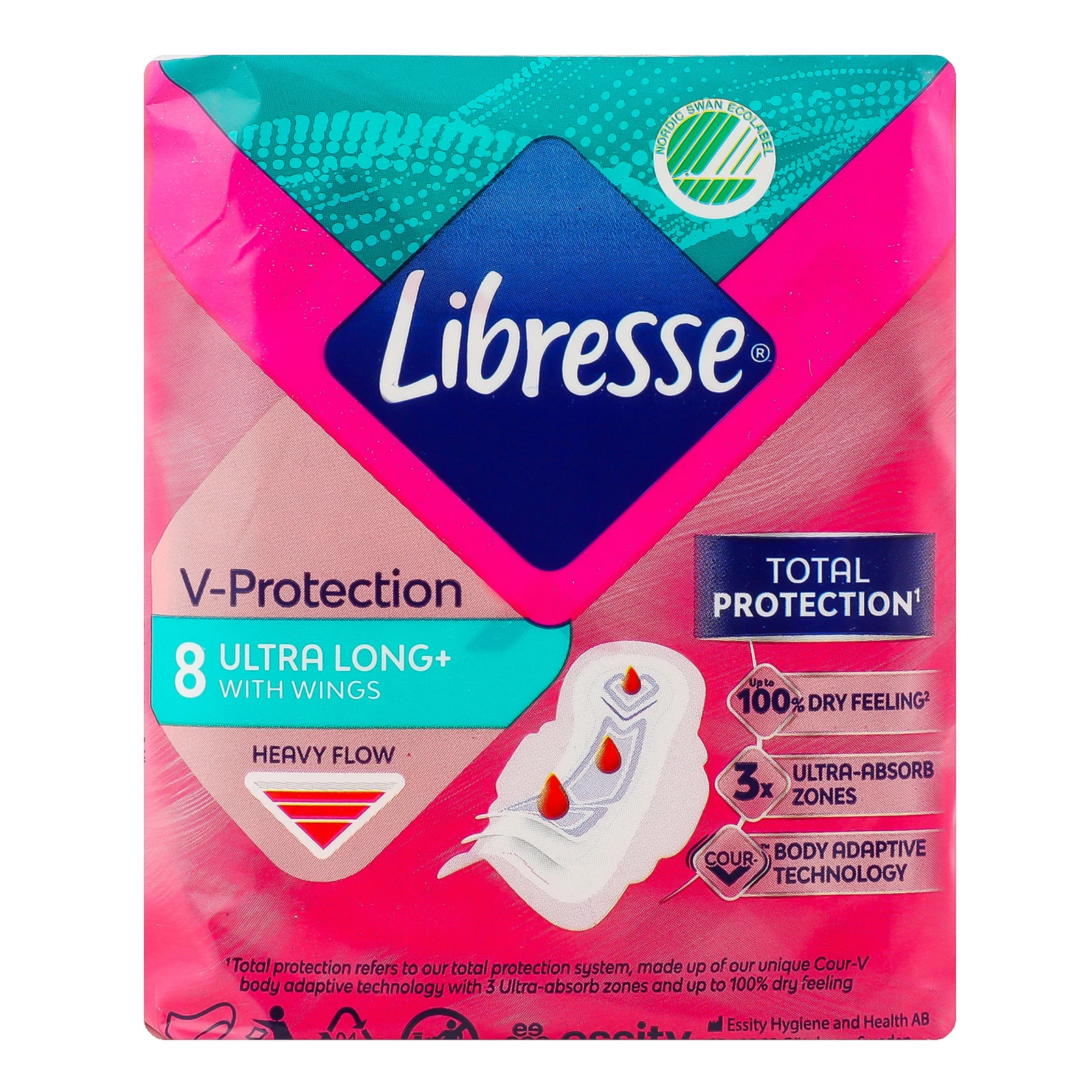 Прокладки Libresse Freshness&Protection Ultra Long+ гігієнічні 8шт/уп Фото №:1