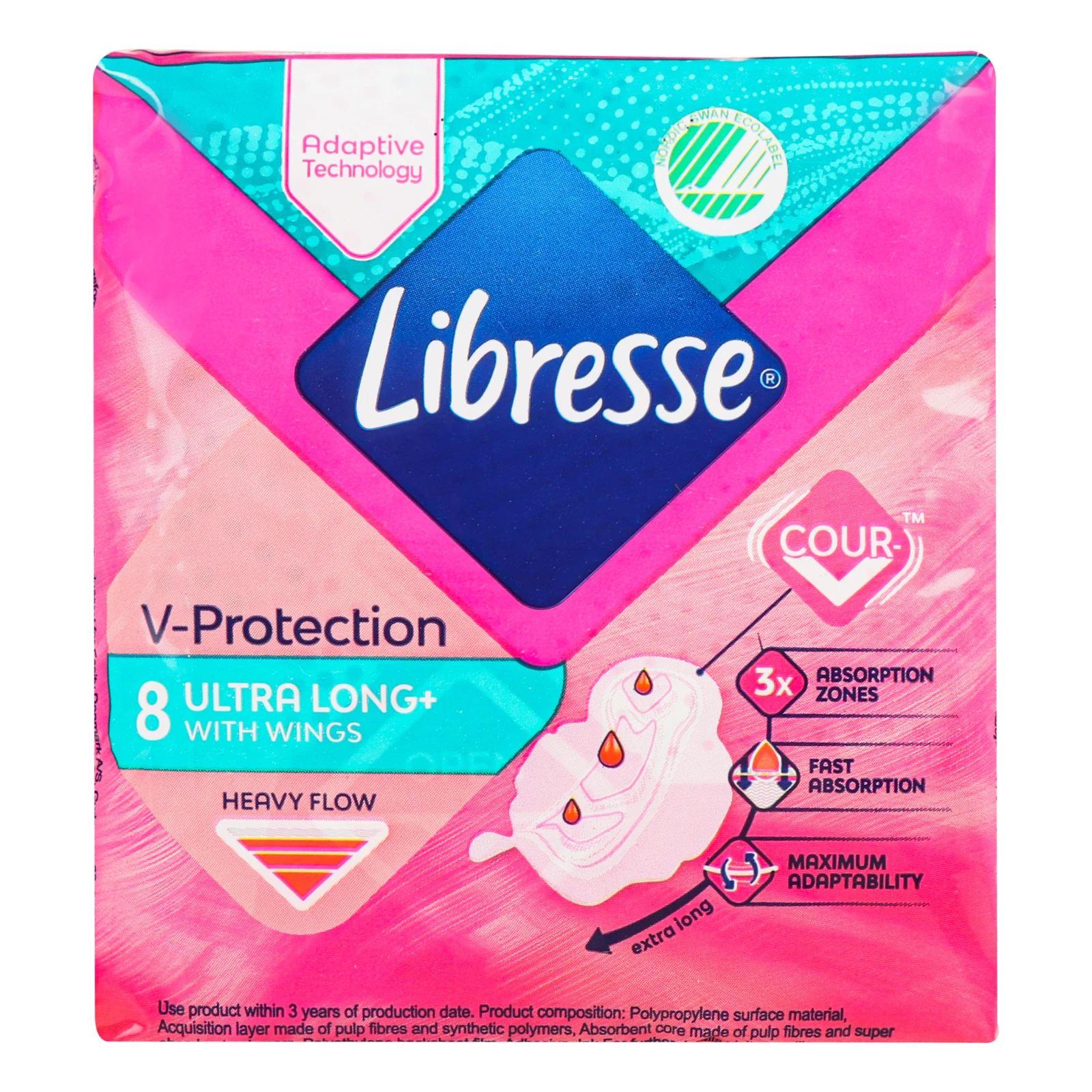 Прокладки Libresse Freshness&Protection Ultra Long+ гігієнічні 8шт/уп Фото №:1