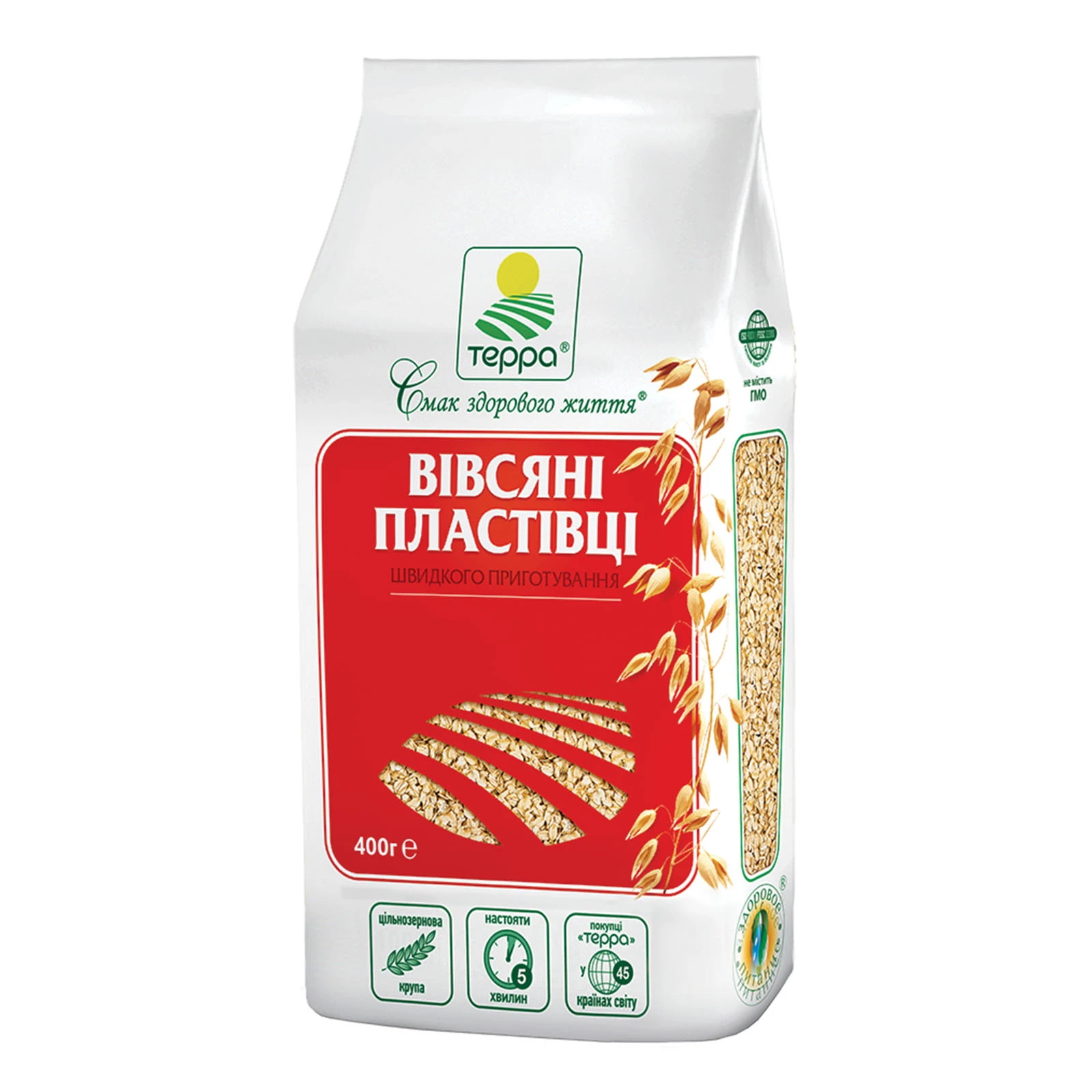 Пластівці Терра 400г вівсяні п/е Фото №:1