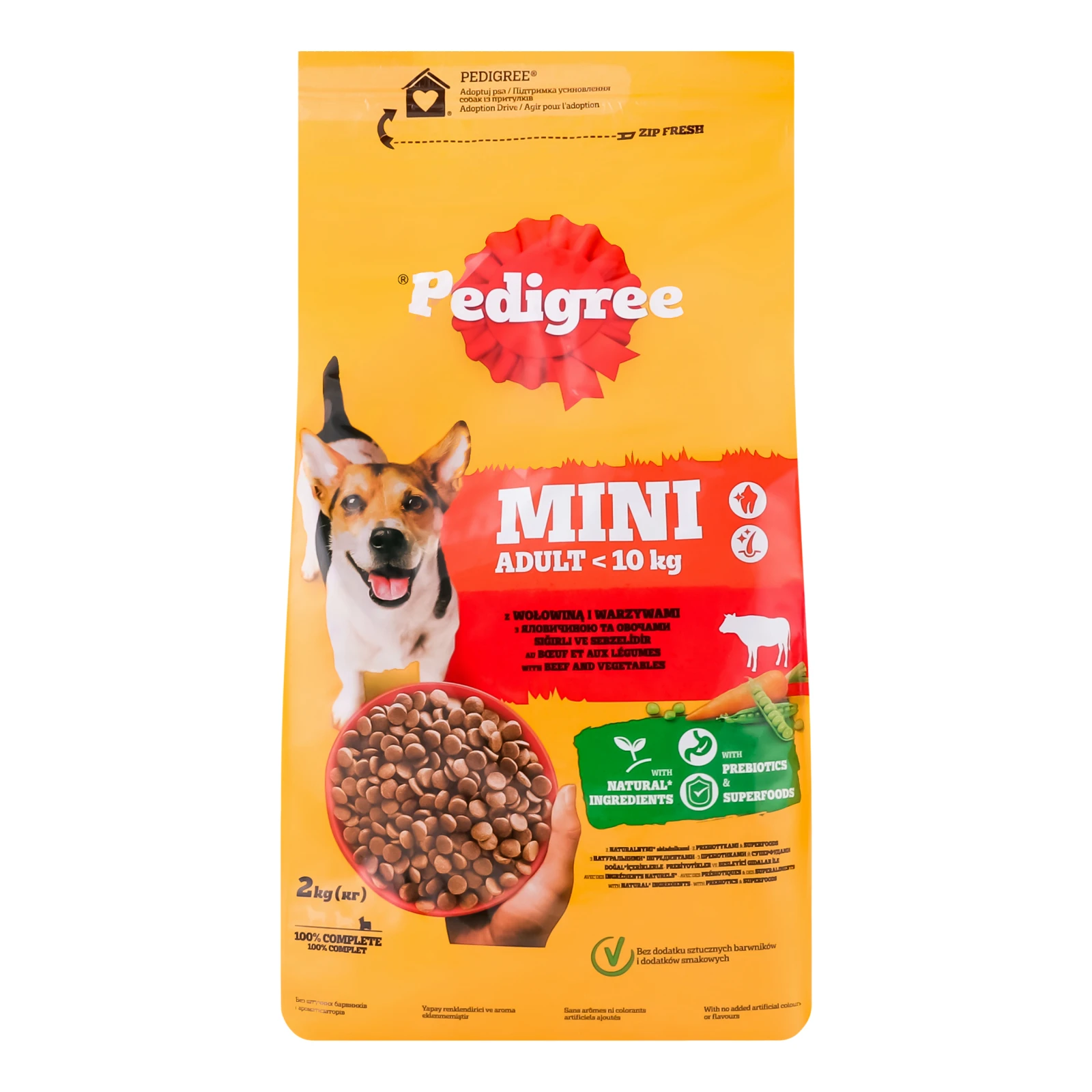 Корм сухий Pedigree Mini З яловичиною та овочами повнораціонний для дорослих собак маленьких порід 2кг Фото №:1