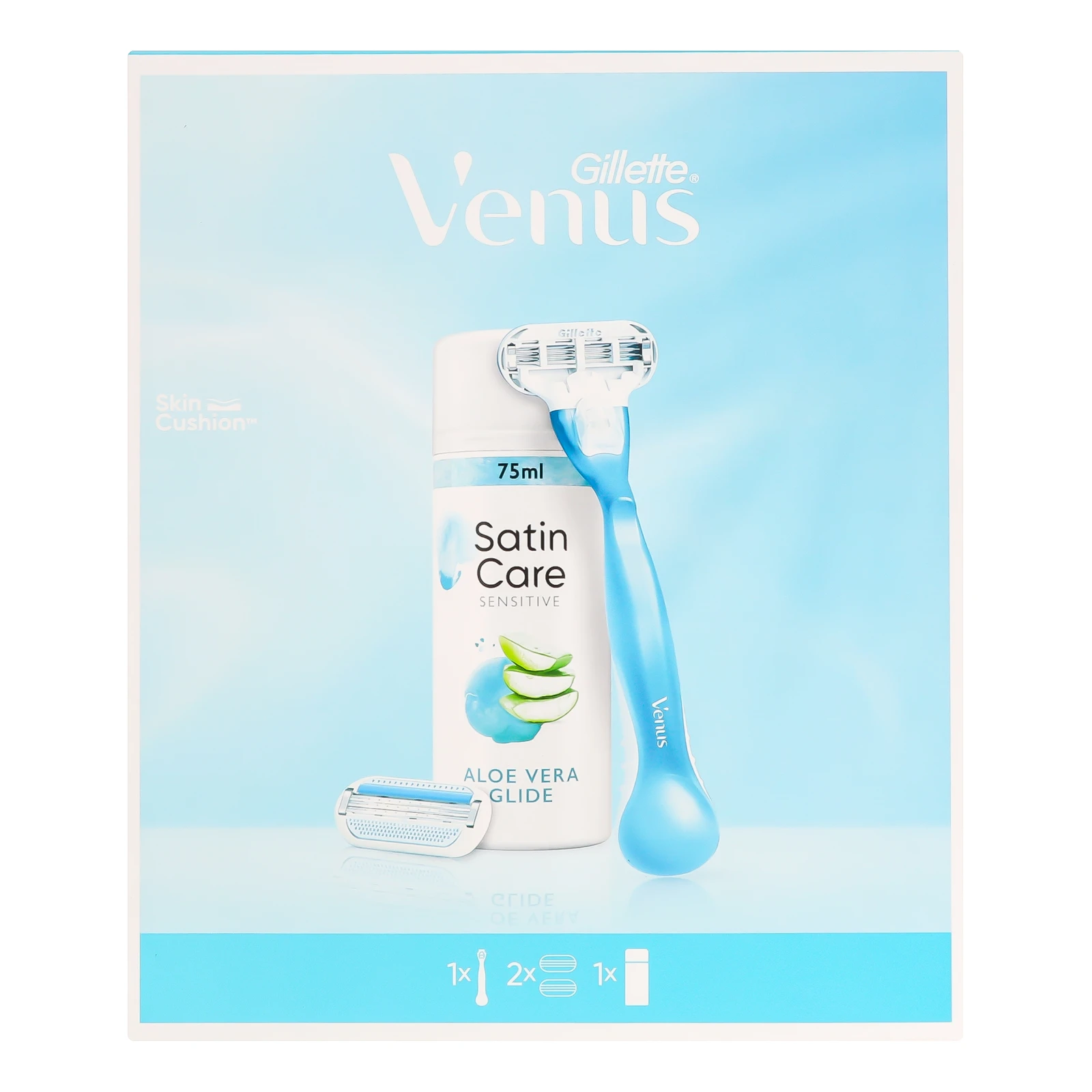 Набір косметичний Gillette Venus Бритва зі змінними касетами + Гель для гоління Satin Care 75мл 1шт Фото №:1