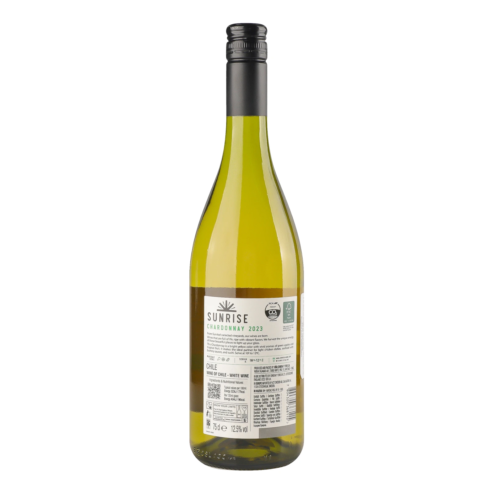 Вино Sunrise Шардоне біле сухе 12.5% 0.75л фото 2
