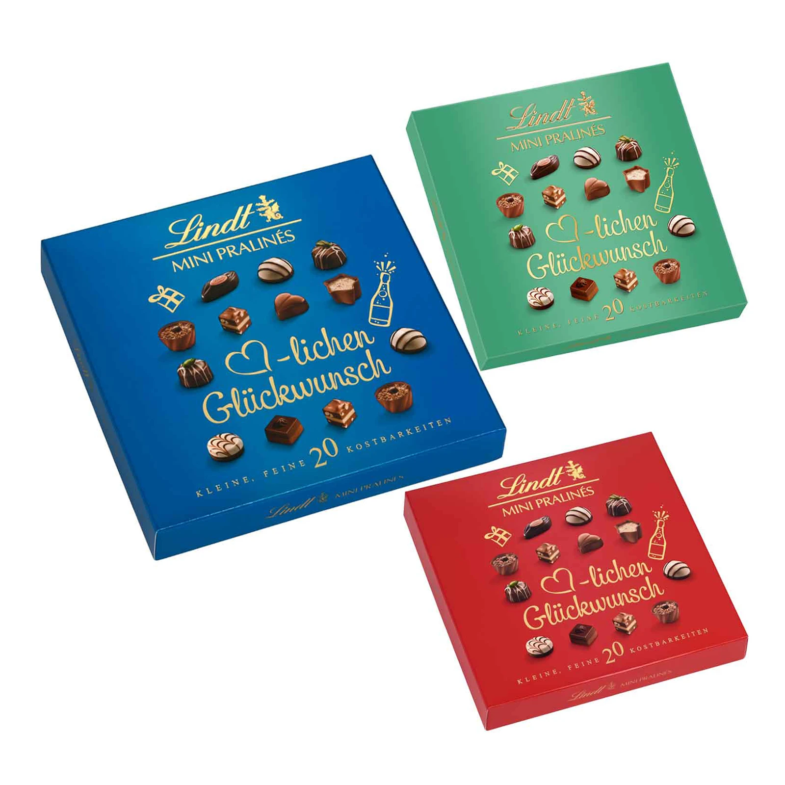 Цукерки Lindt 100г mini pralines lichen gluckwunsch Фото №:1