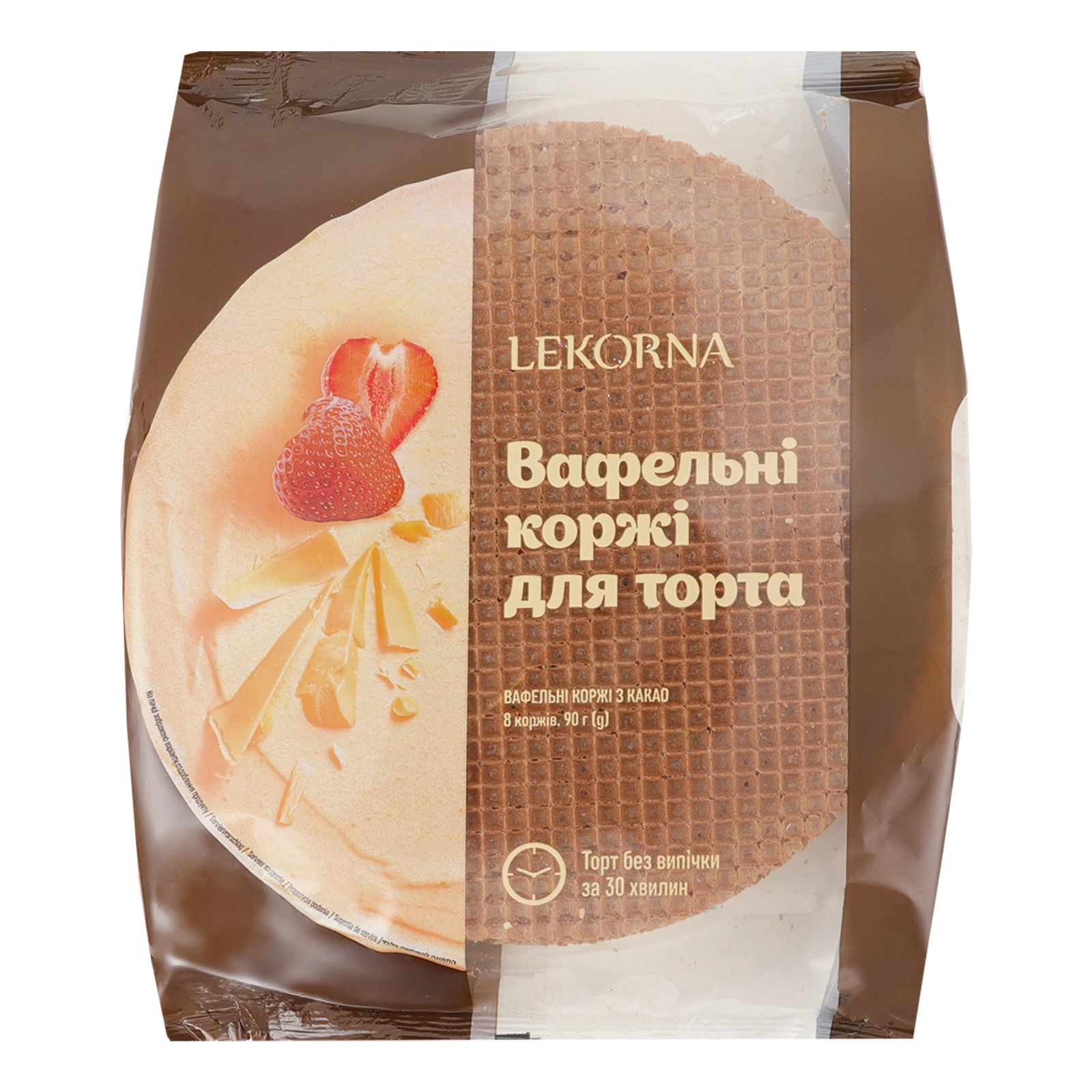 Коржі вафельні Lekorna для торта з додаванням какао 90г Фото №:1