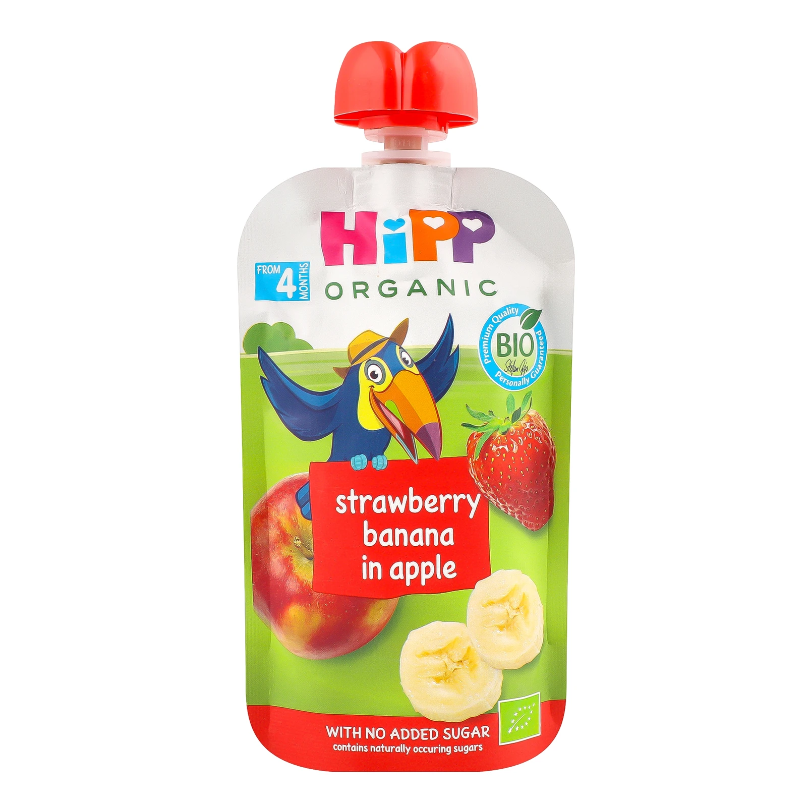 Пюре Hipp Hippis Organic фруктове гомогенізоване пастеризоване Яблуко-полуниця-банан для дітей від 4-х місяців 100г