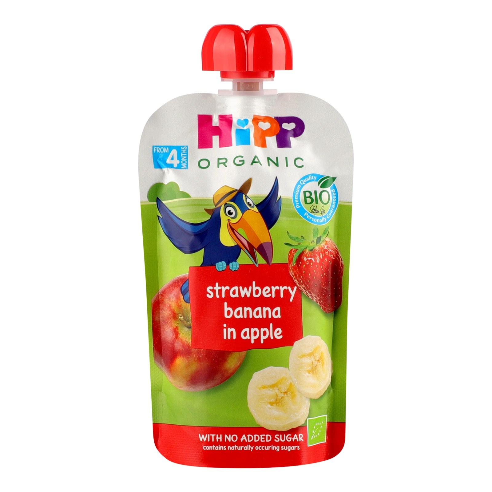 Пюре Hipp Hippis фруктове Яблуко-полуниця-банан для дітей від 4-х місяців 100г Фото навігації №:1