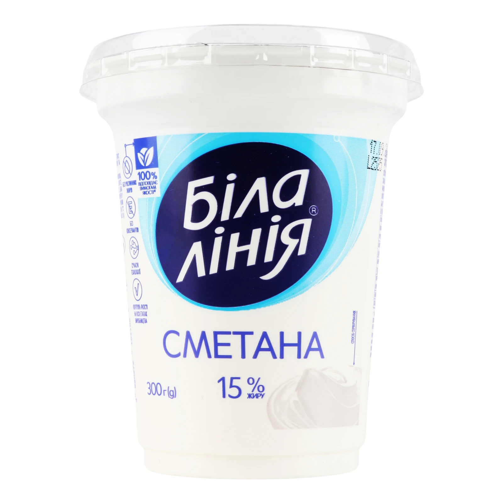 Сметана Біла Лінія 15% 300г Фото №:2
