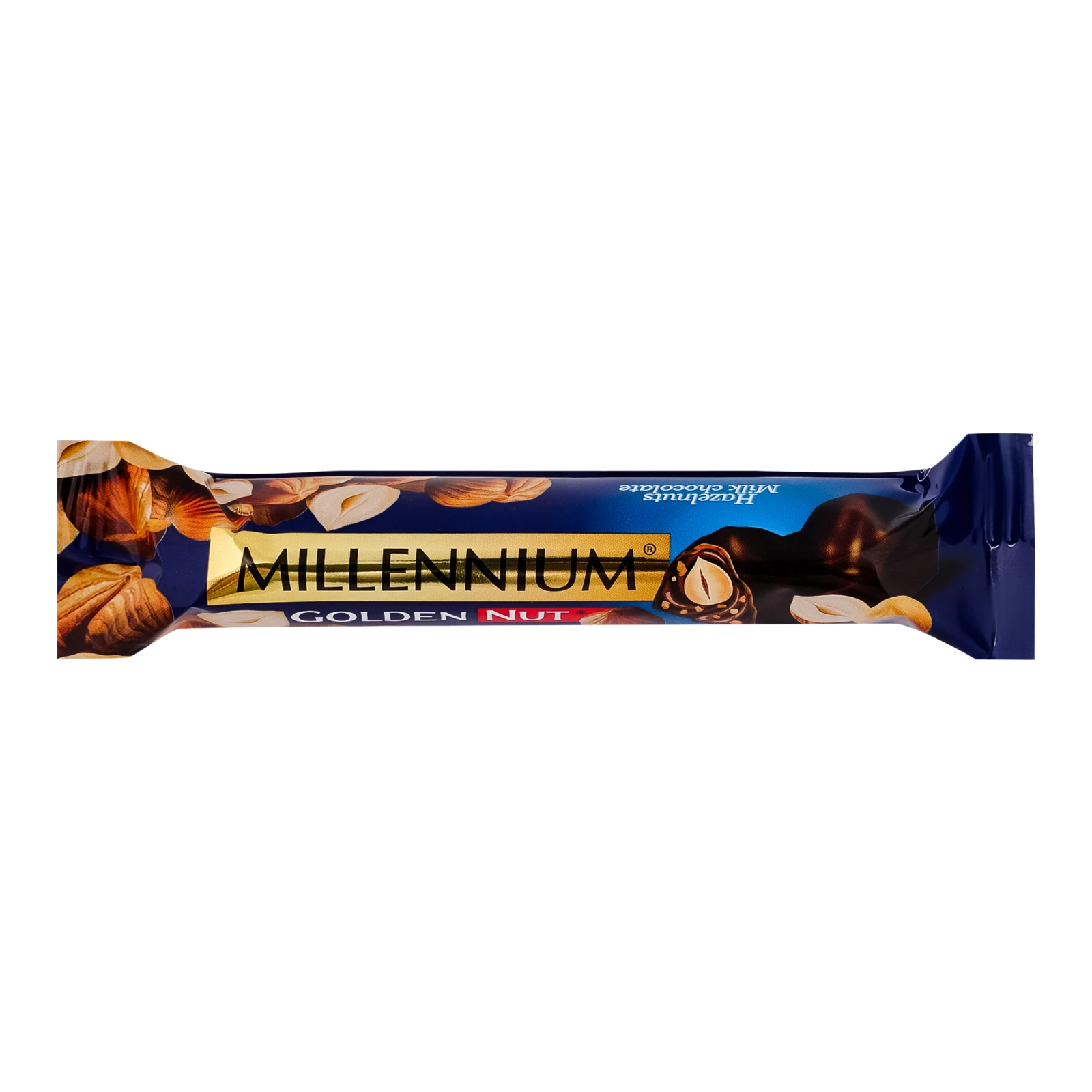 Шоколад Millennium Golden Nut молочний з начинкою та цілими горіхами 40г Фото навігації №:1