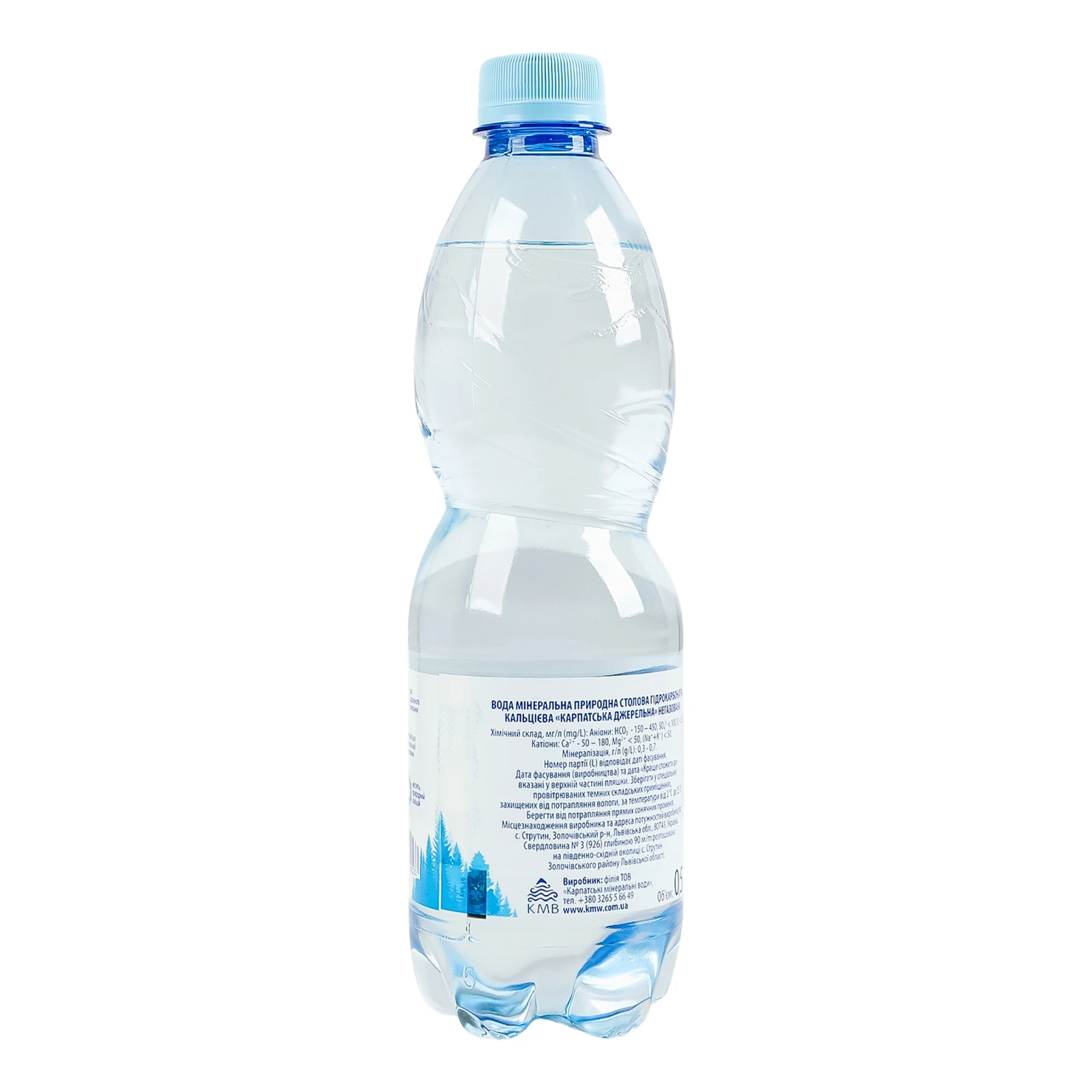 Вода мінеральна Карпатська джерельна природна столова гідрокарбонатна кальцієва негазована 500мл Фото №:2