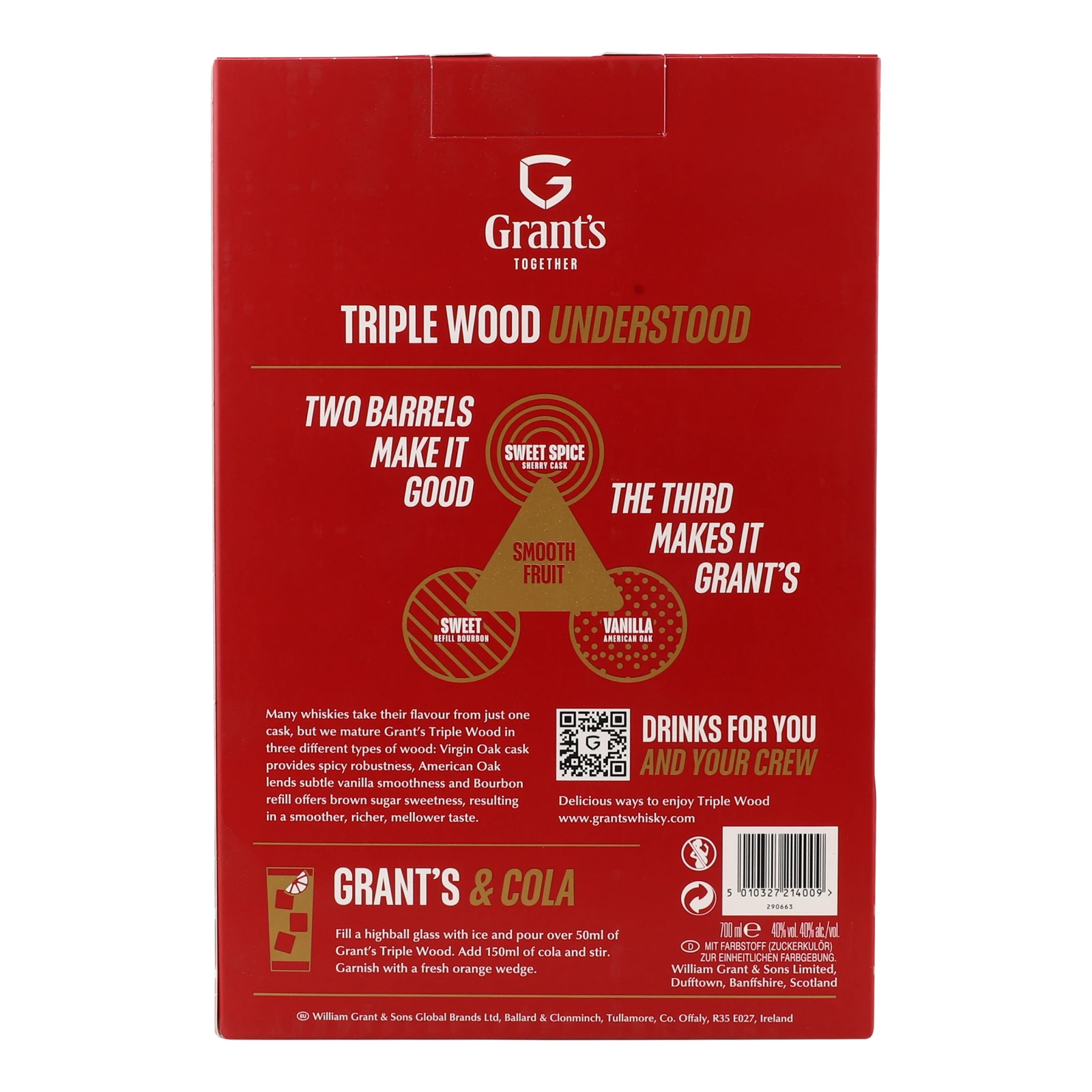 Набір Grant's віскі Triplewood 40% 0.7л + 2 склянки Фото №:2