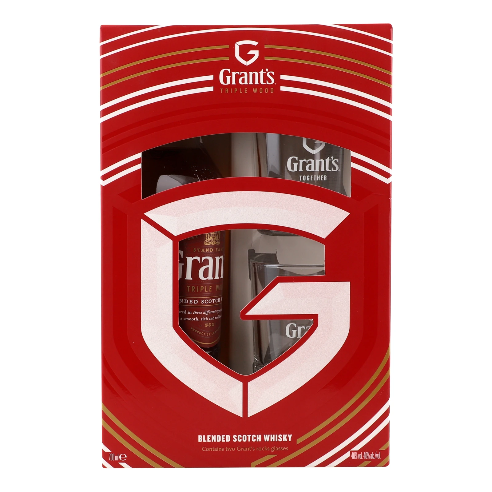 Набір Grant's віскі Triplewood 40% 0.7л + 2 склянки Фото №:1