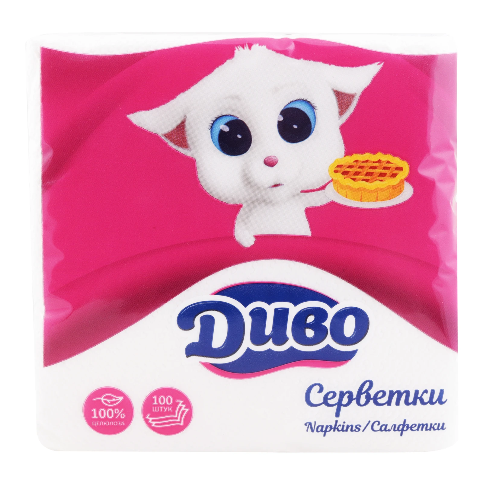 Серветки паперові Диво одношарові білі 240х240мм 100шт/уп Фото №:2