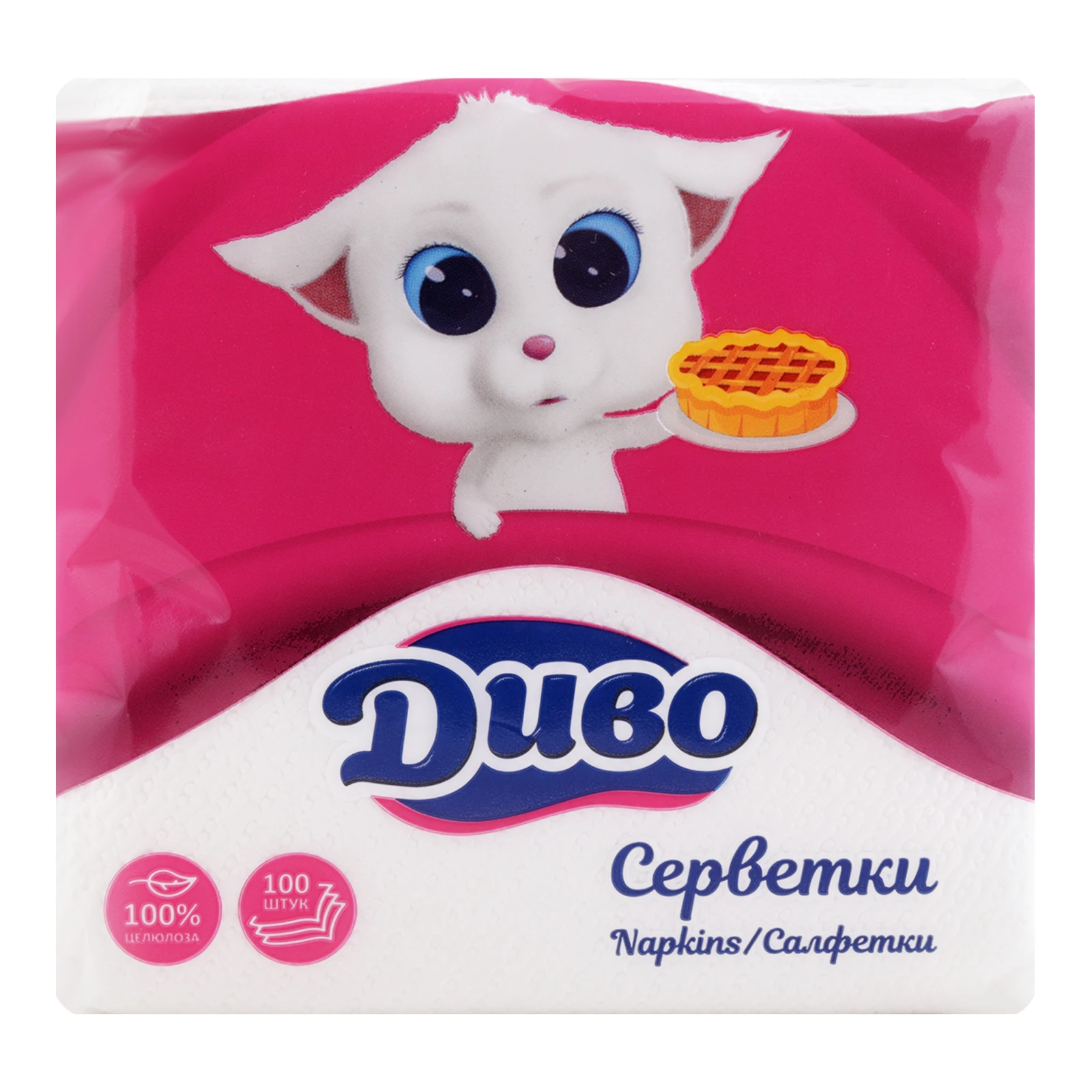 Серветки паперові Диво одношарові білі 240х240мм 100шт/уп Фото №:1