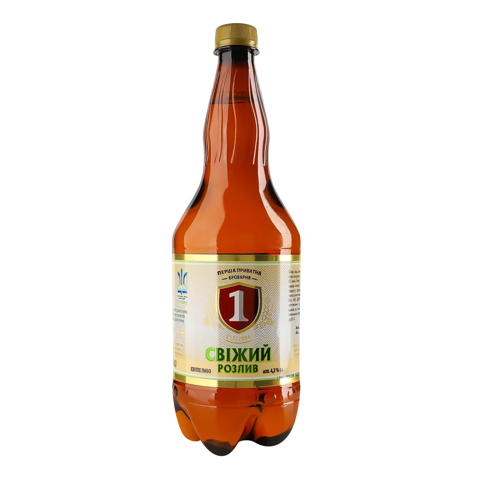 Пиво Перша приватна броварня Свіжий розлив світле фільтроване пастеризоване 4.2% 1.2л Фото №:1
