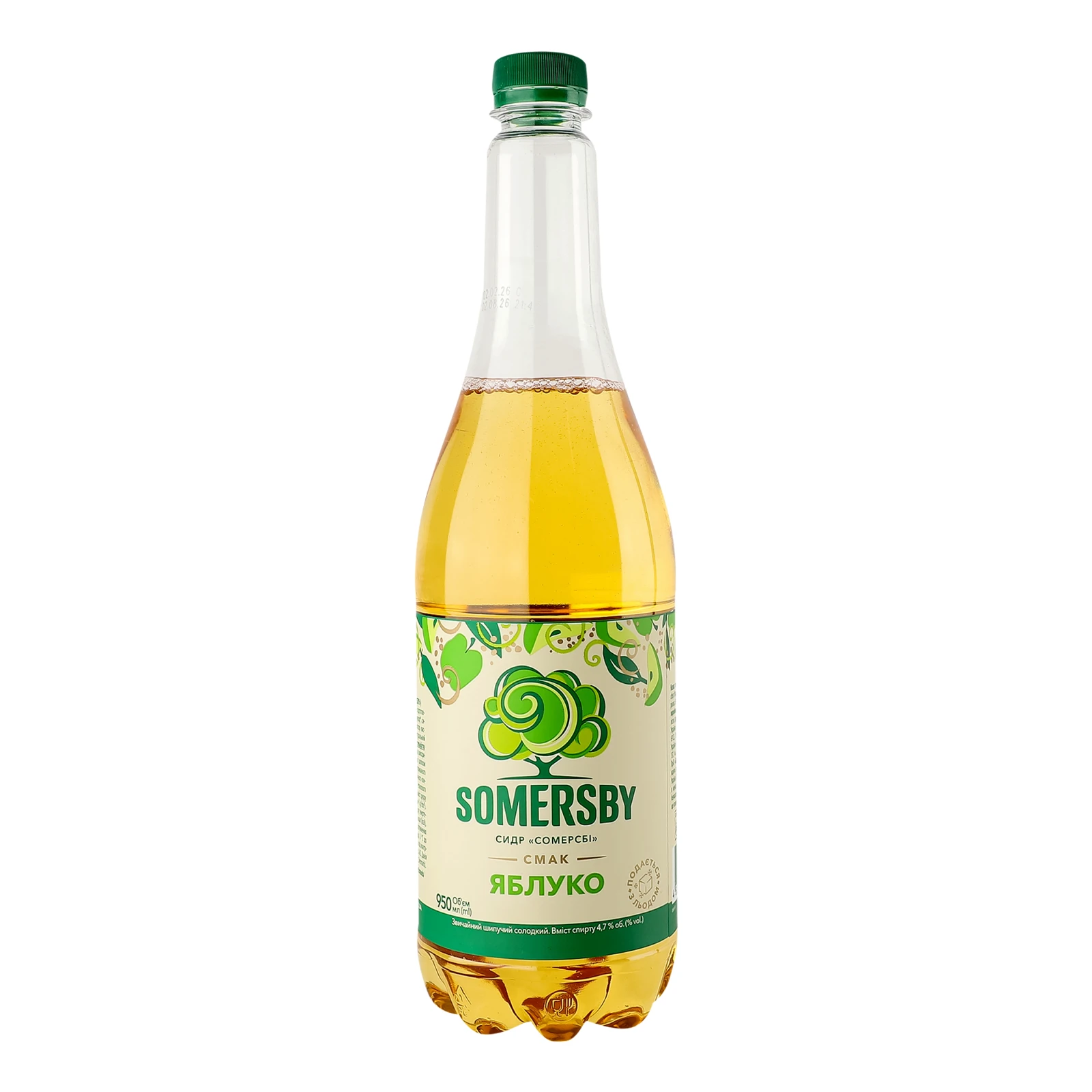 Сидр Somersby звичайний шипучий солодкий смак Яблуко 4.7% 0.95л Фото №:2