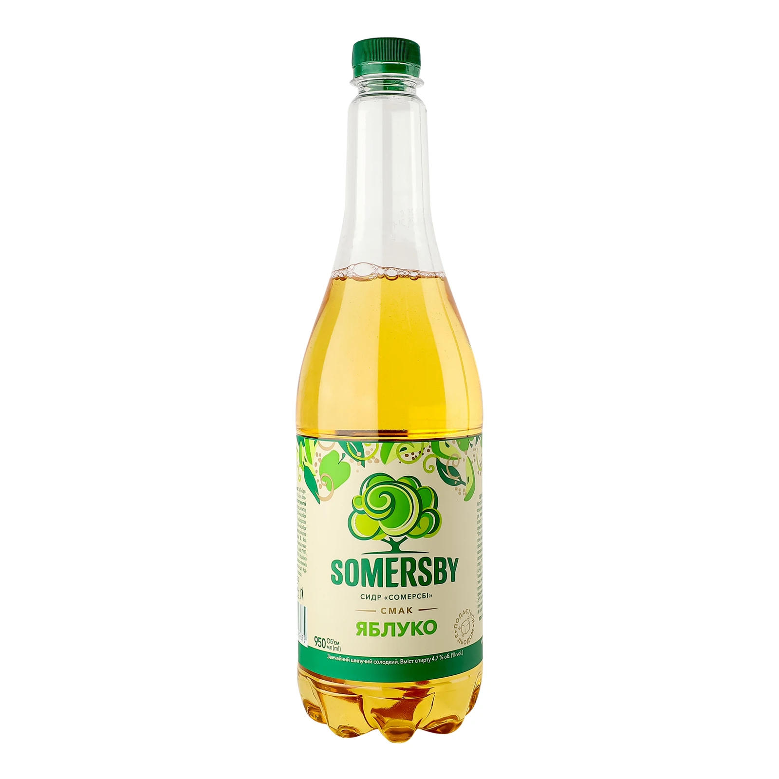 Сидр Somersby звичайний шипучий солодкий смак Яблуко 4.7% 0.95л Фото №:1