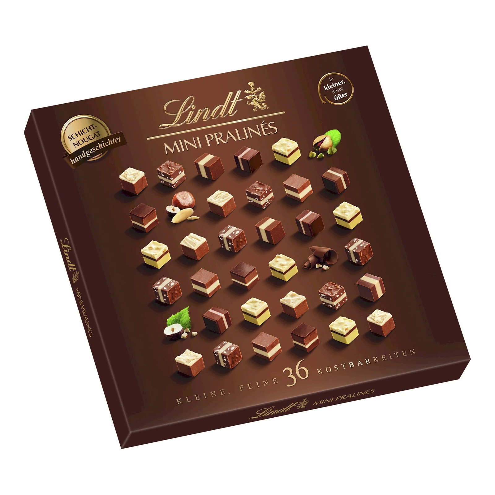 Цукерки Lindt Mini pralines шоколадні Schicht-Nougat 165г