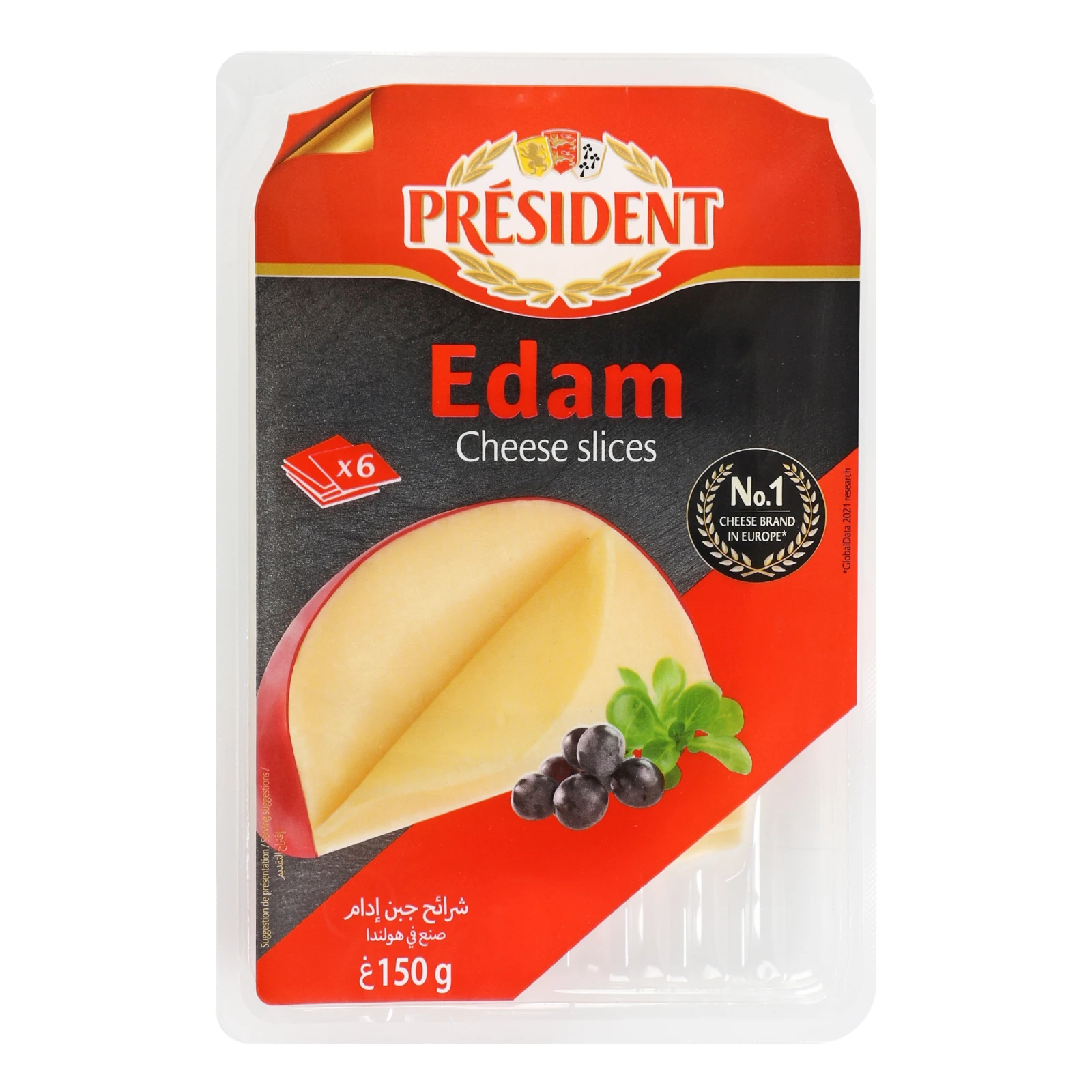 Сир President Едам твердий скибками 40% 150г Фото №:1