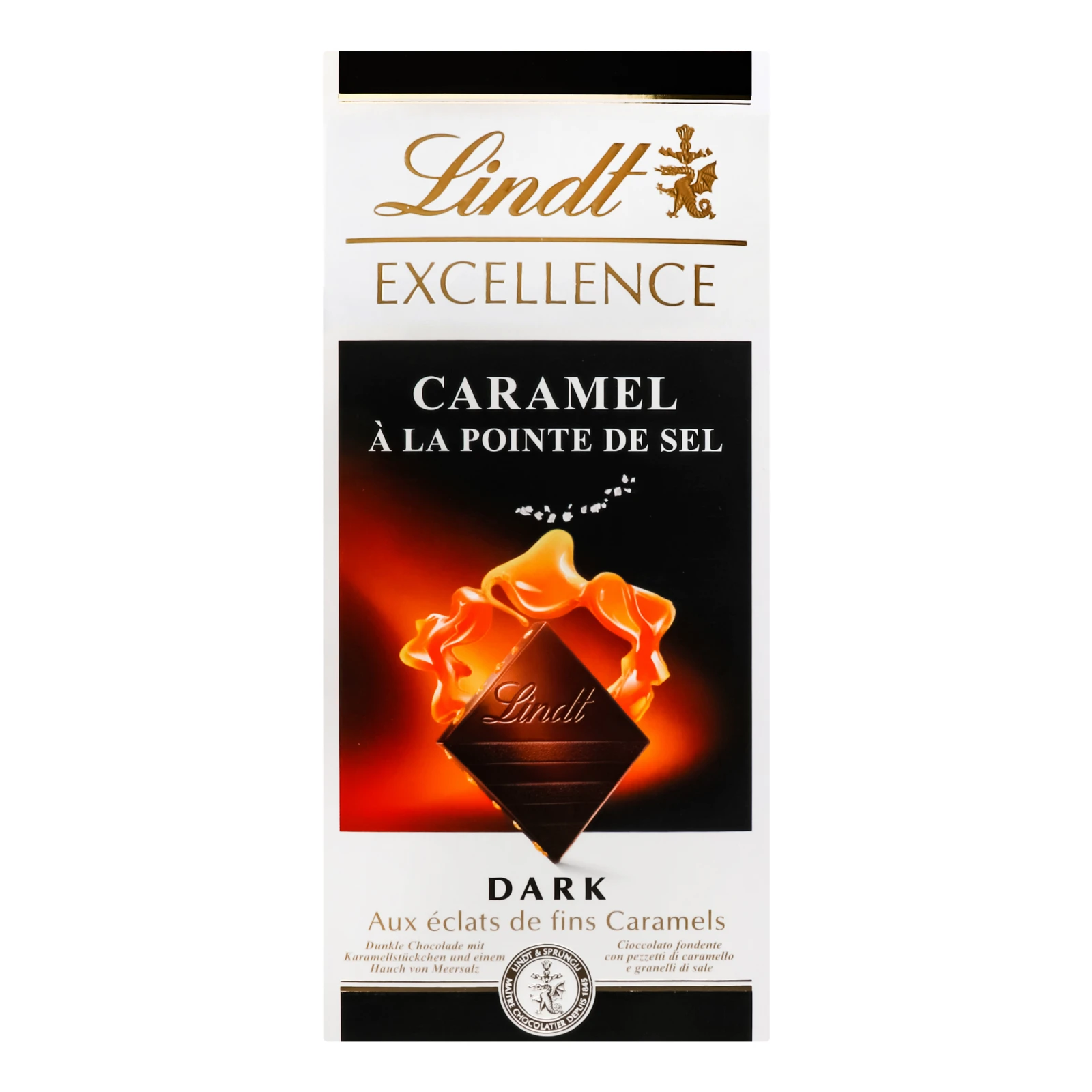 Шоколад Lindt Excellence Caramel чорний з морською сілью 100г Фото навігації №:1