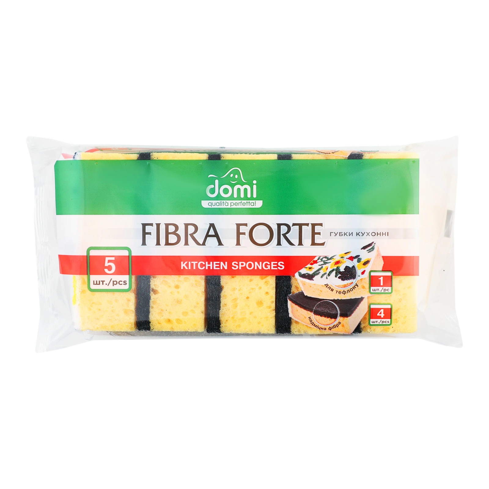 Губки Domi кухонні Fibra Forte 5шт Фото №:1