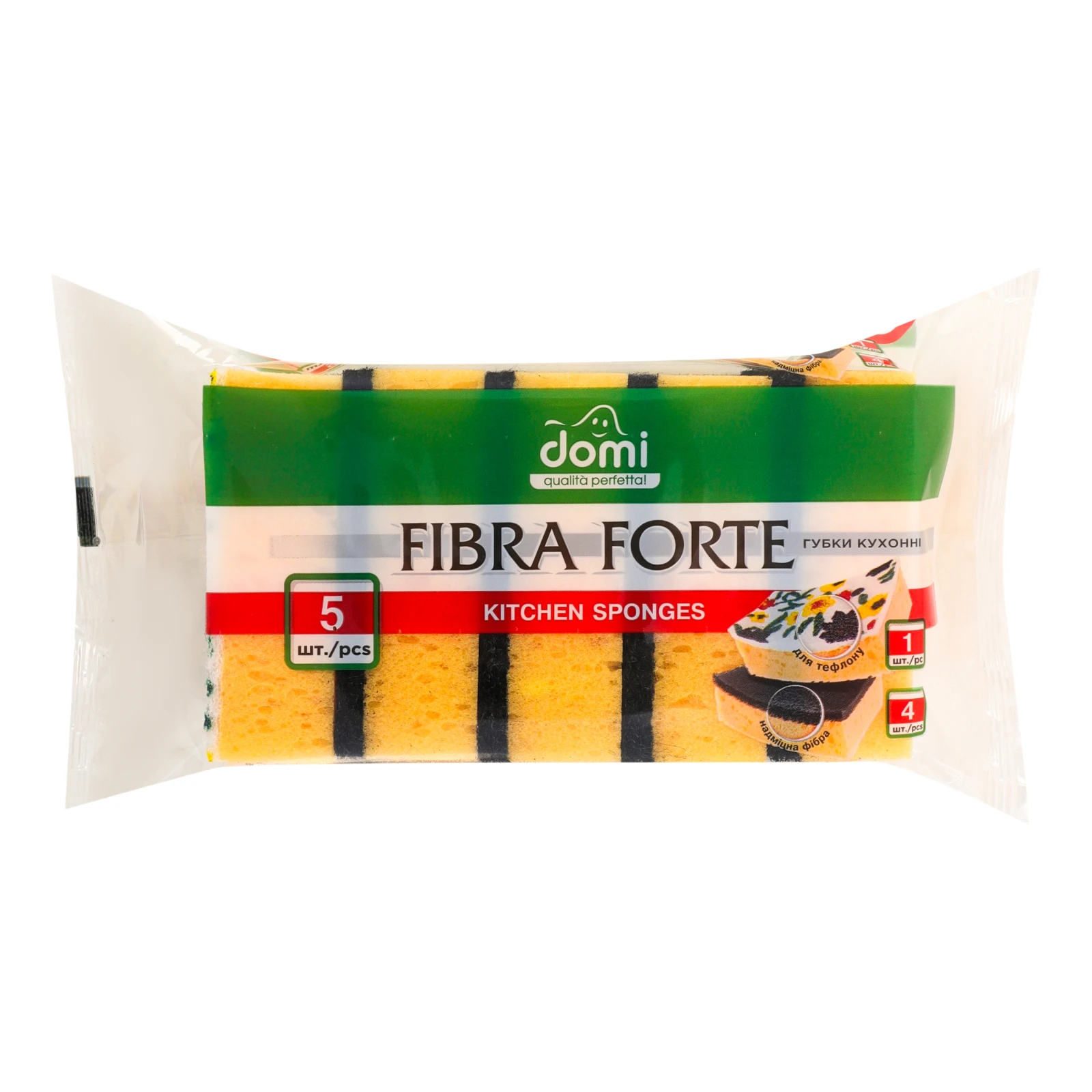 Губки Domi кухонні Fibra Forte 5шт Фото №:1